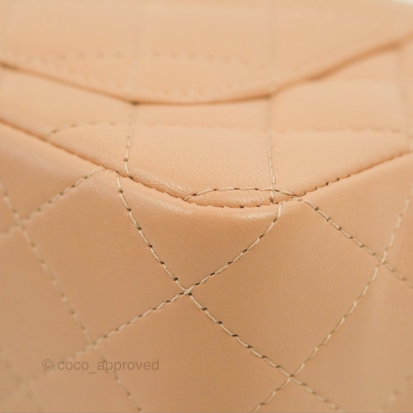 Chanel Quilted Mini Rectangular Flap Beige Lambskin Gold Hardware
