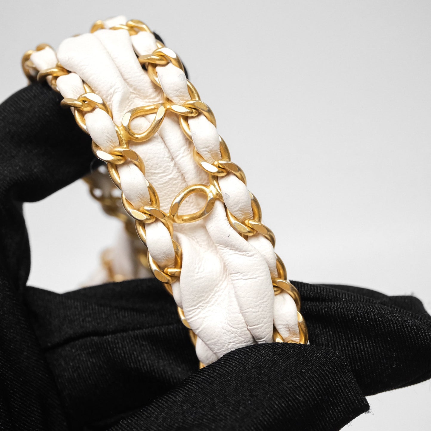 Chanel Hobo Bag White Aged Calfskin Aged Gold Hardware