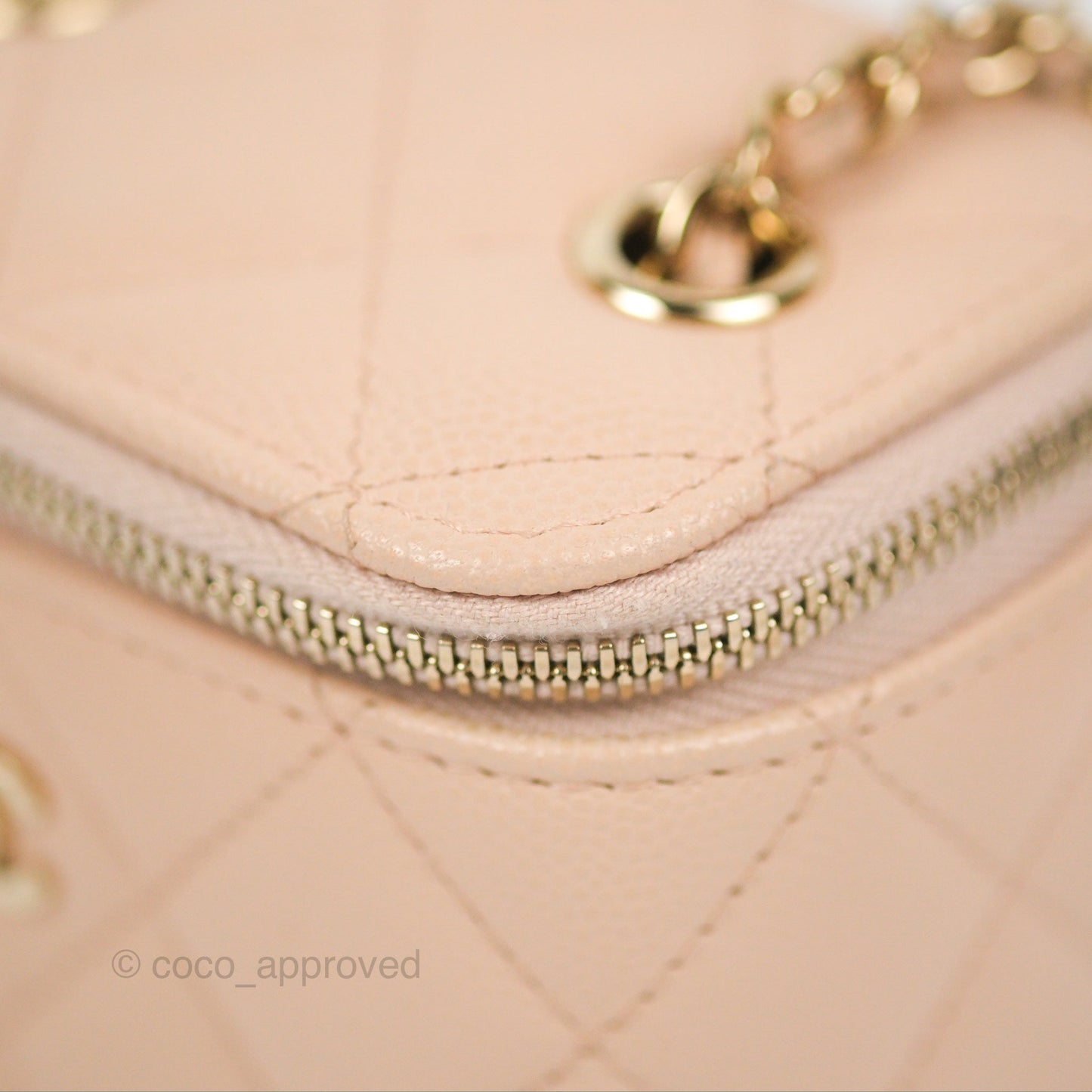 Chanel Mini Vanity With Chain Beige Pink Caviar Gold Hardware