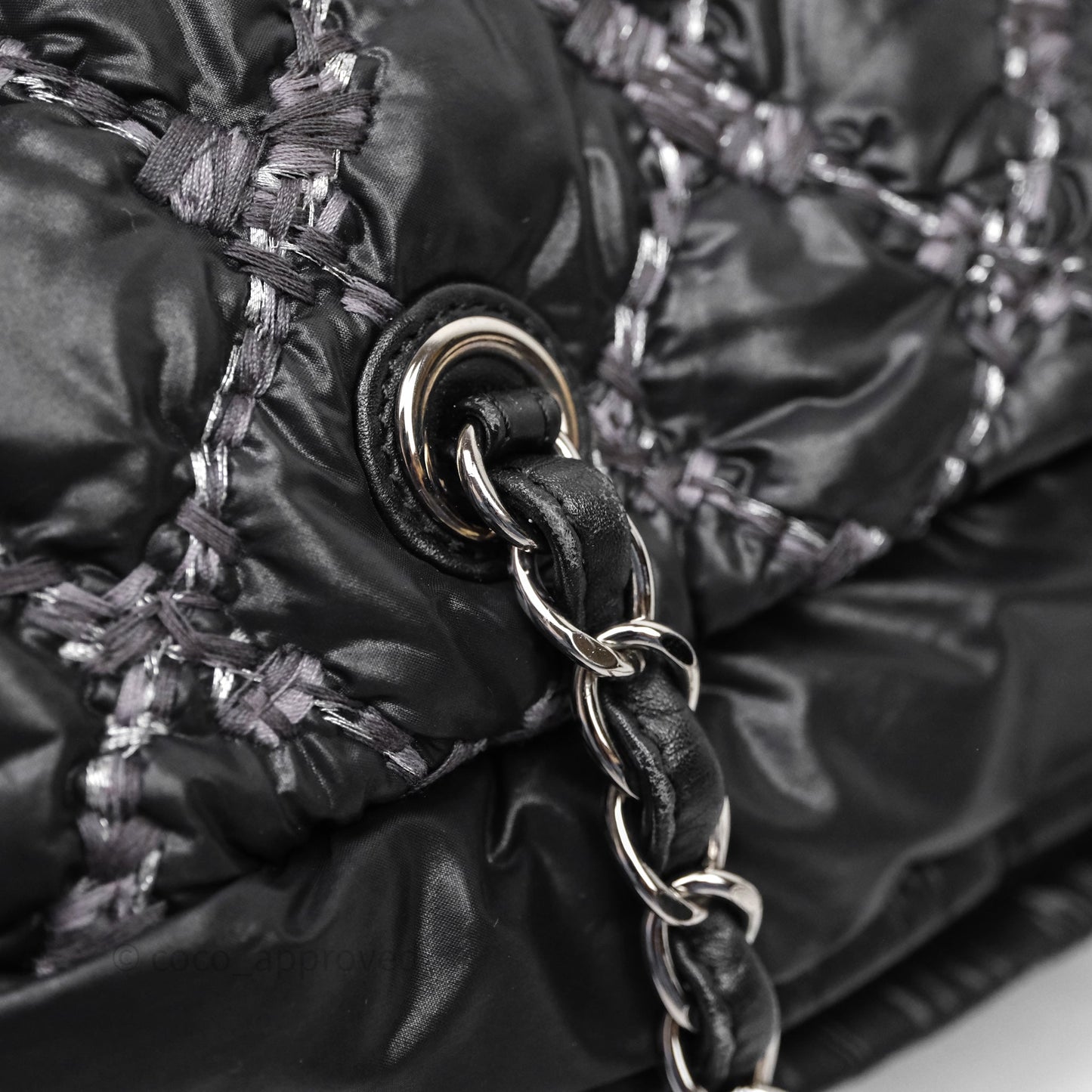 Chanel Paris-Byzance Tweed On Stitch Nylon Bubble Dark Grey Shoulder Bag