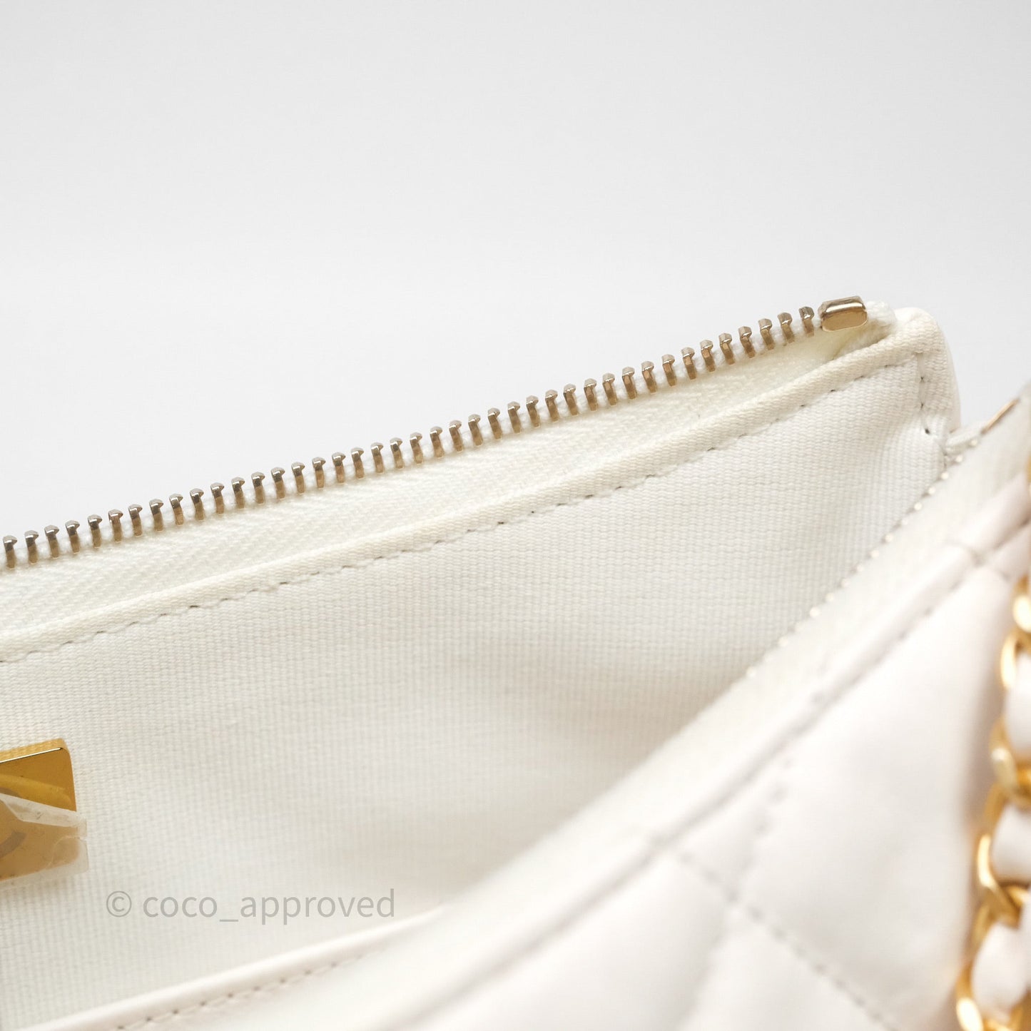 Chanel Hobo Bag White Aged Calfskin Aged Gold Hardware