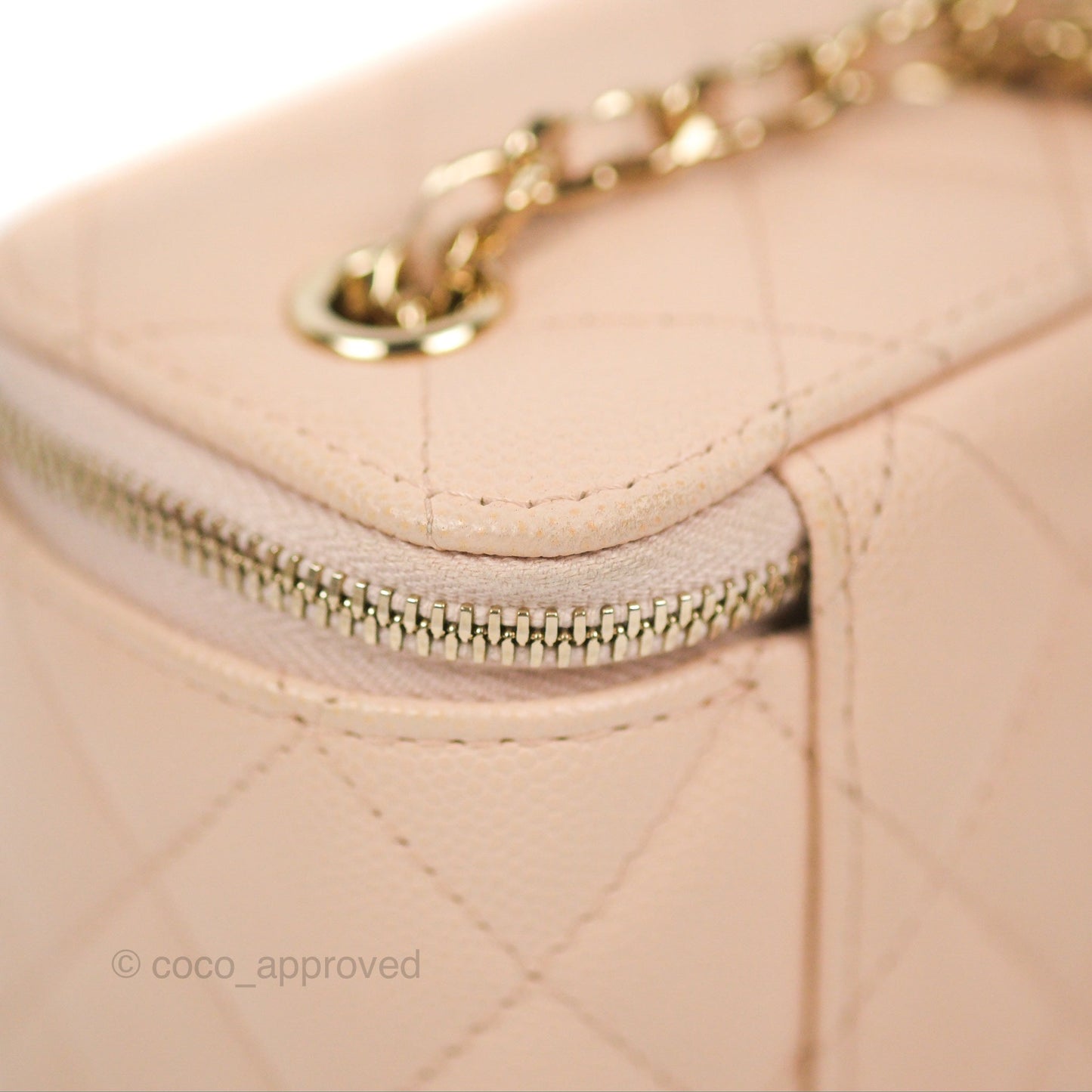 Chanel Mini Vanity With Chain Beige Pink Caviar Gold Hardware