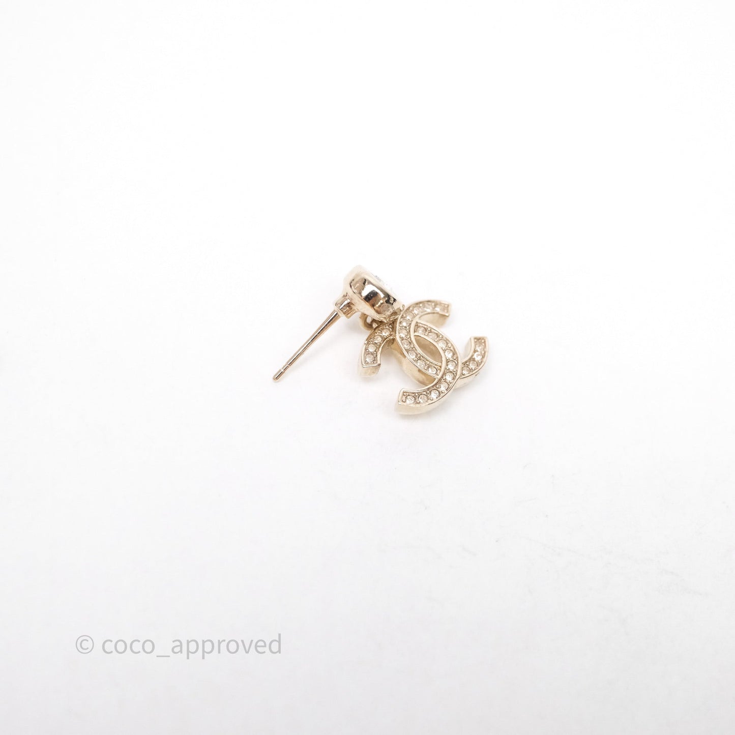 Chanel CC Crystals Drop Earrings Gold Tone 25S