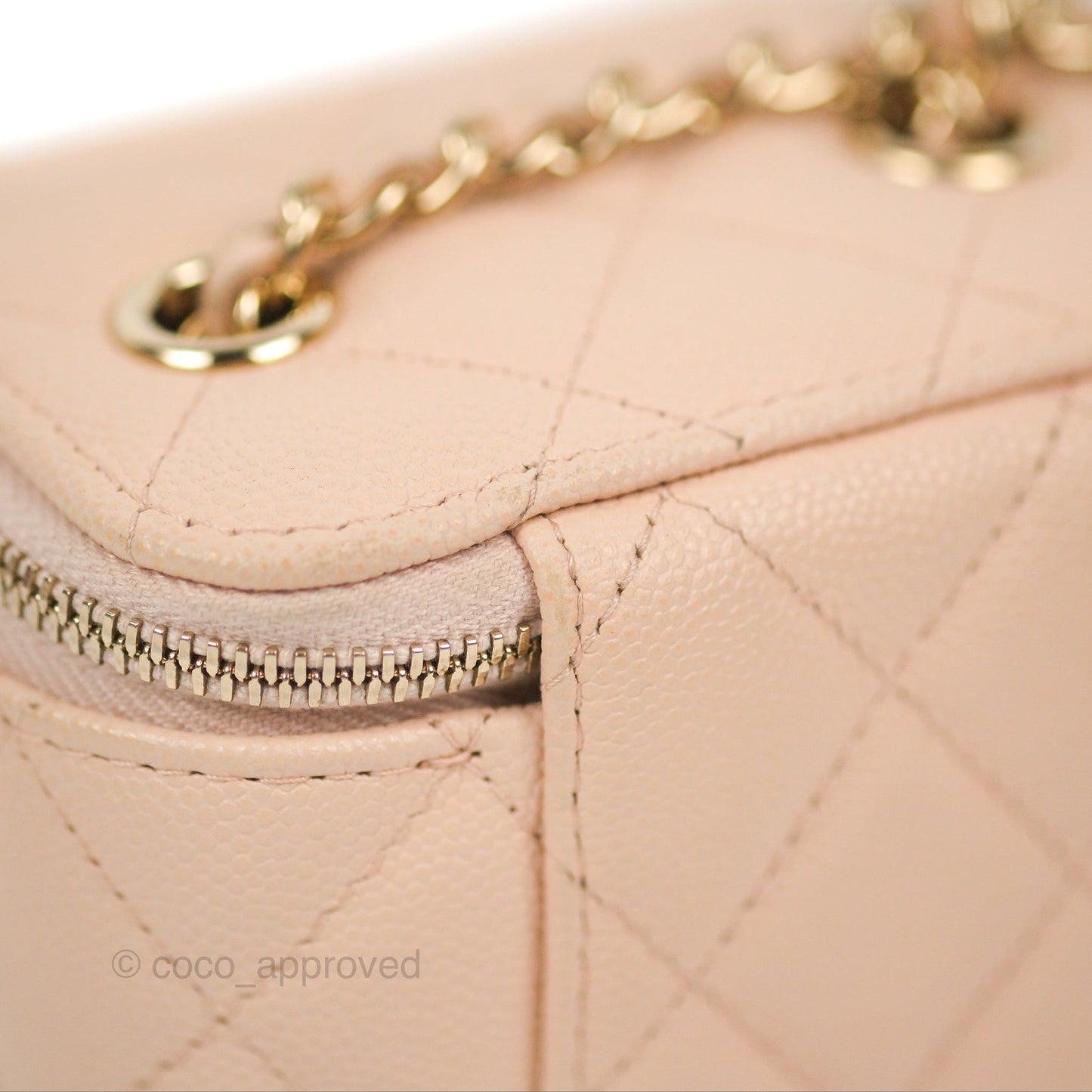 Chanel Mini Vanity With Chain Beige Pink Caviar Gold Hardware