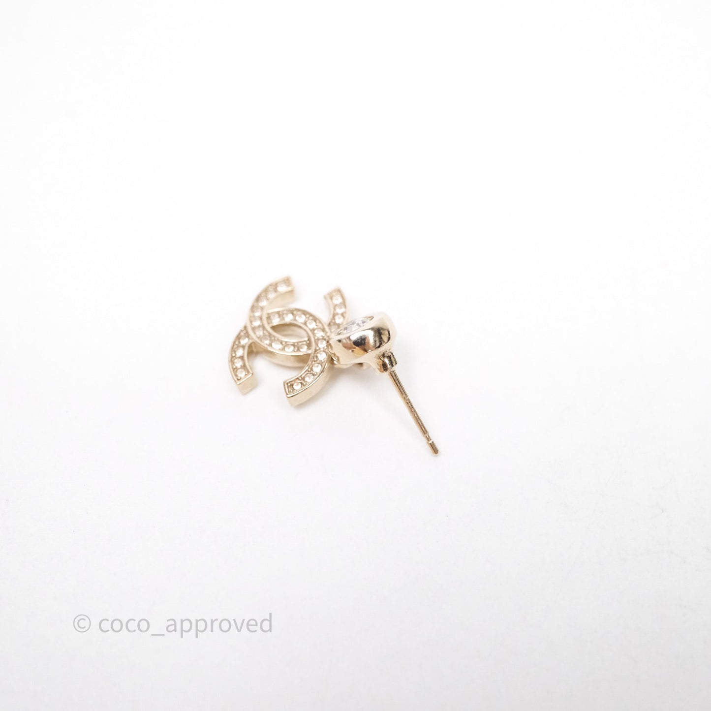 Chanel CC Crystals Drop Earrings Gold Tone 25S
