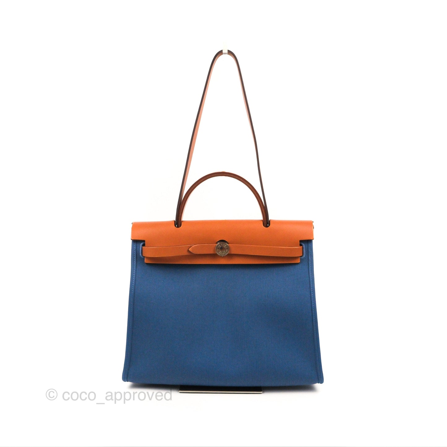 Hermès Herbag Zip 31 Blue/Natural Canvas Palladium Hardware