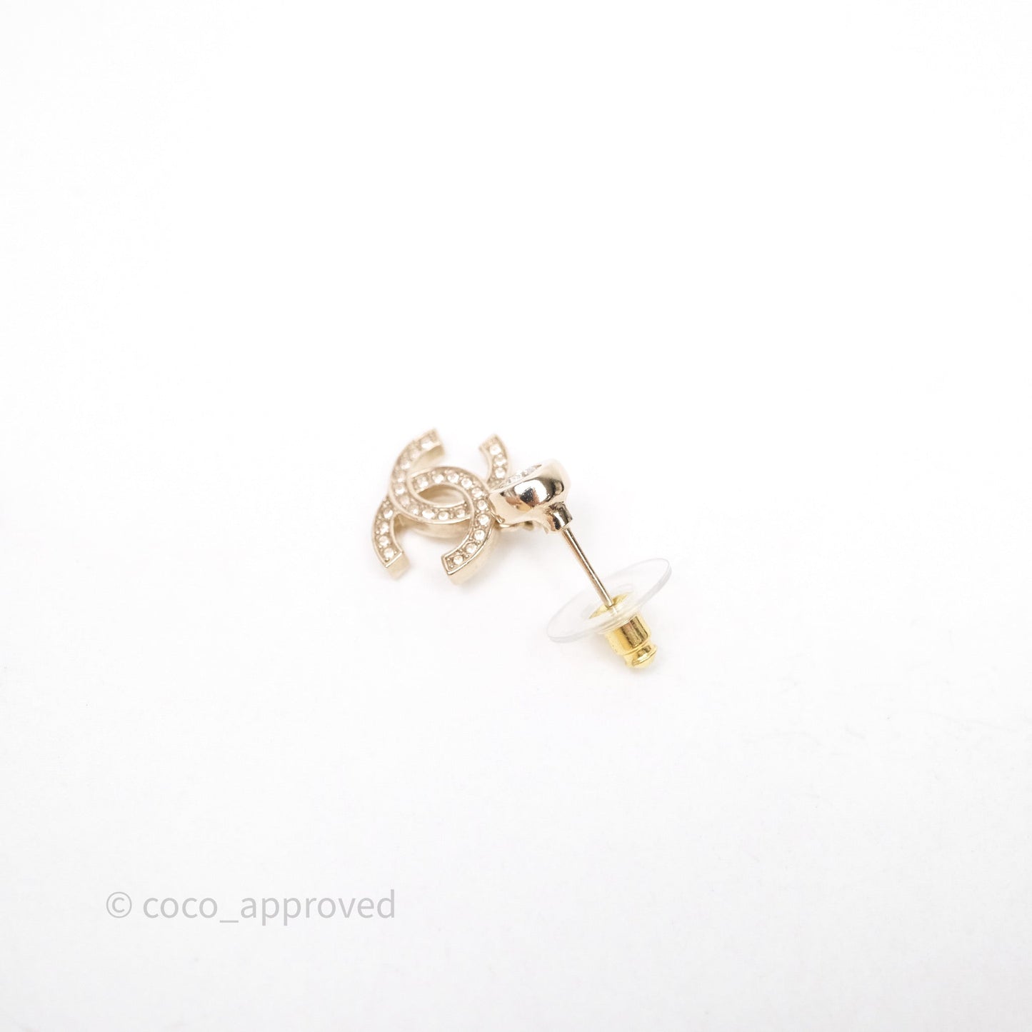 Chanel CC Crystals Drop Earrings Gold Tone 25S