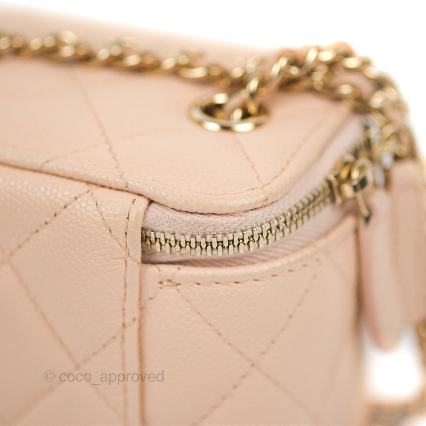 Chanel Mini Vanity With Chain Beige Pink Caviar Gold Hardware