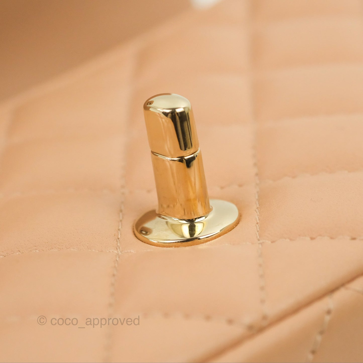 Chanel Quilted Mini Rectangular Flap Beige Lambskin Gold Hardware