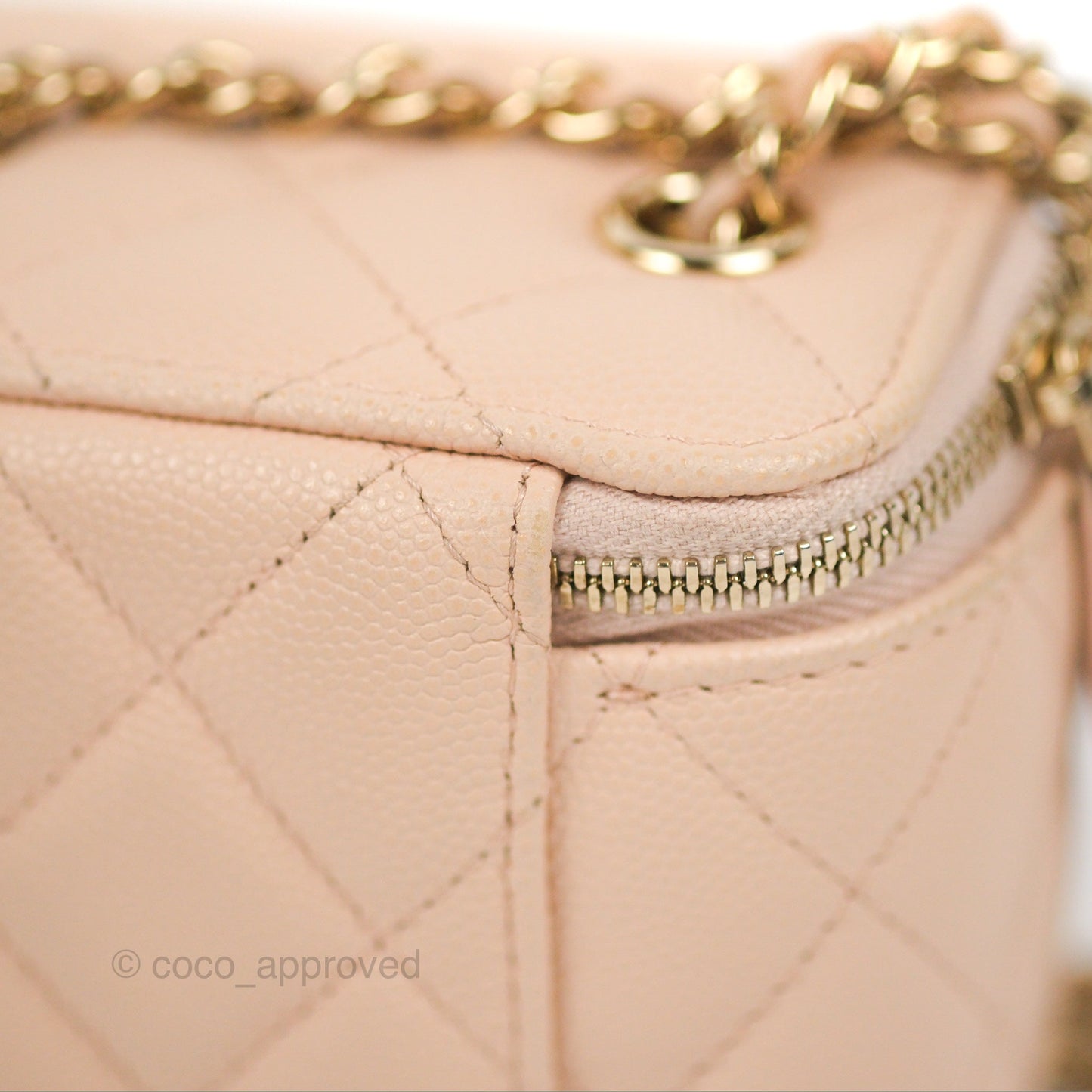 Chanel Mini Vanity With Chain Beige Pink Caviar Gold Hardware