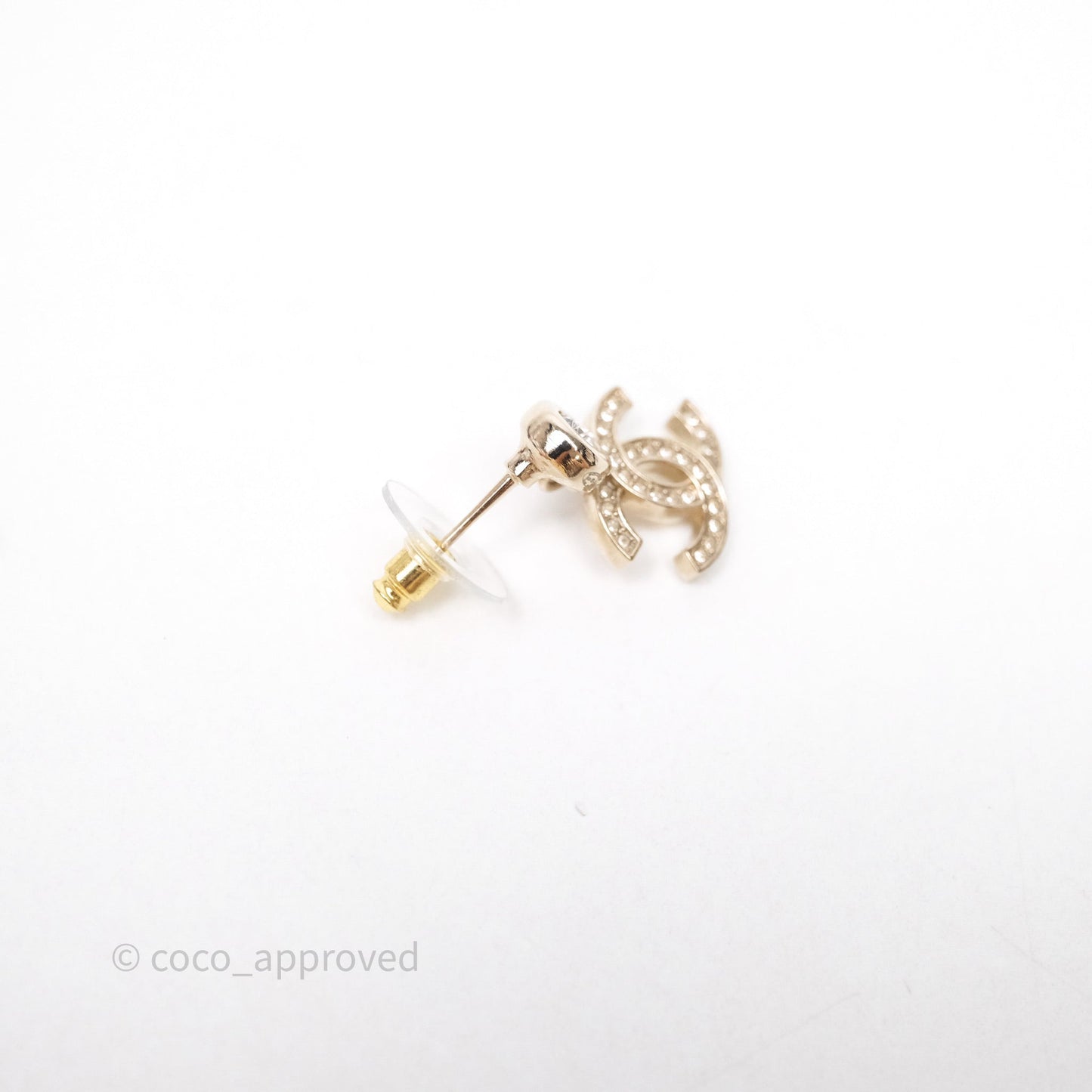 Chanel CC Crystals Drop Earrings Gold Tone 25S