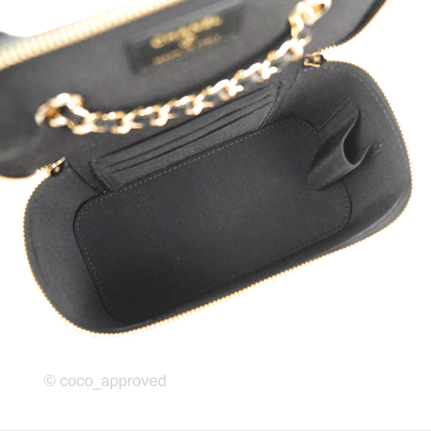 Chanel Vanity Rectangular Camellia Embossed Black Calfskin Gold Hardware