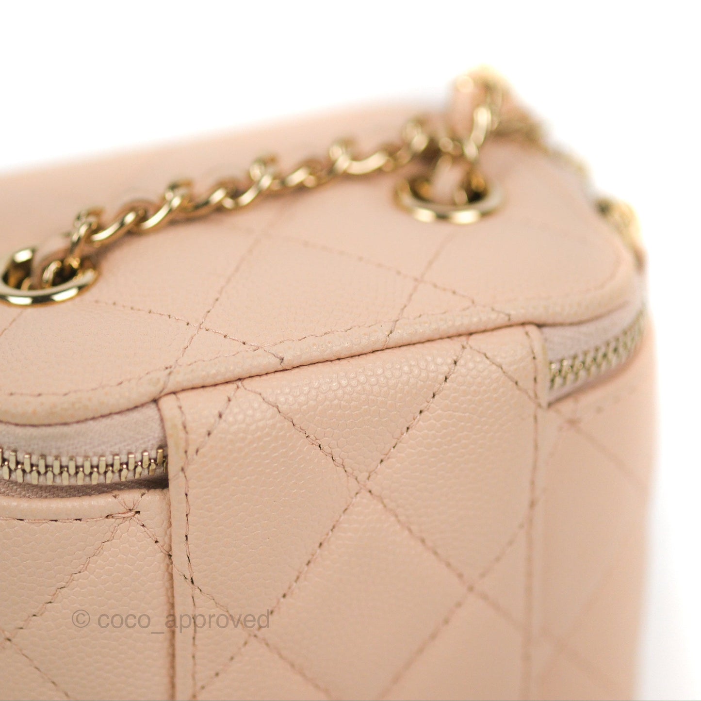 Chanel Mini Vanity With Chain Beige Pink Caviar Gold Hardware