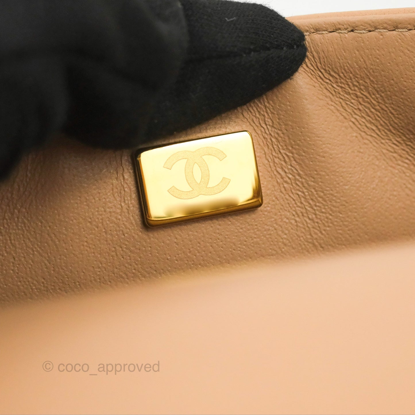 Chanel Quilted Mini Rectangular Flap Beige Lambskin Gold Hardware