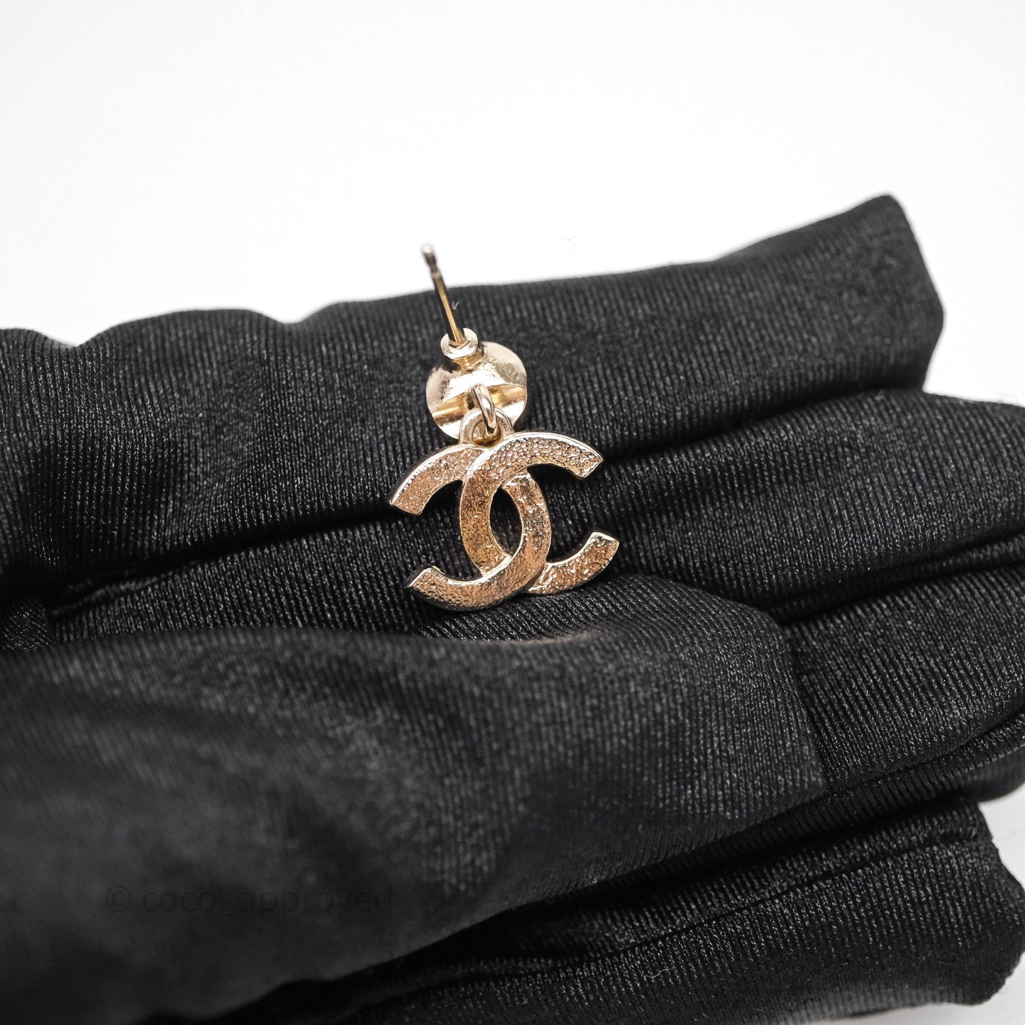 Chanel CC Crystals Drop Earrings Gold Tone 25S