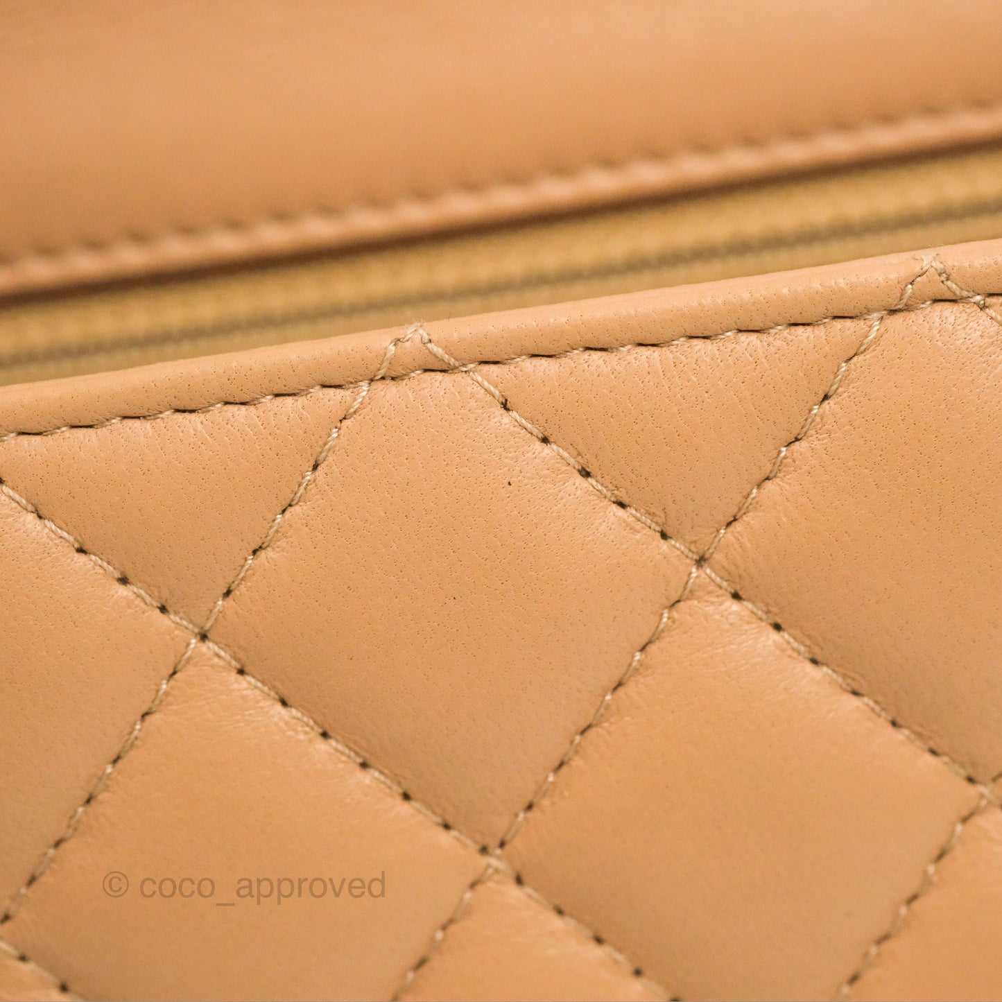 Chanel Quilted Mini Rectangular Flap Beige Lambskin Gold Hardware