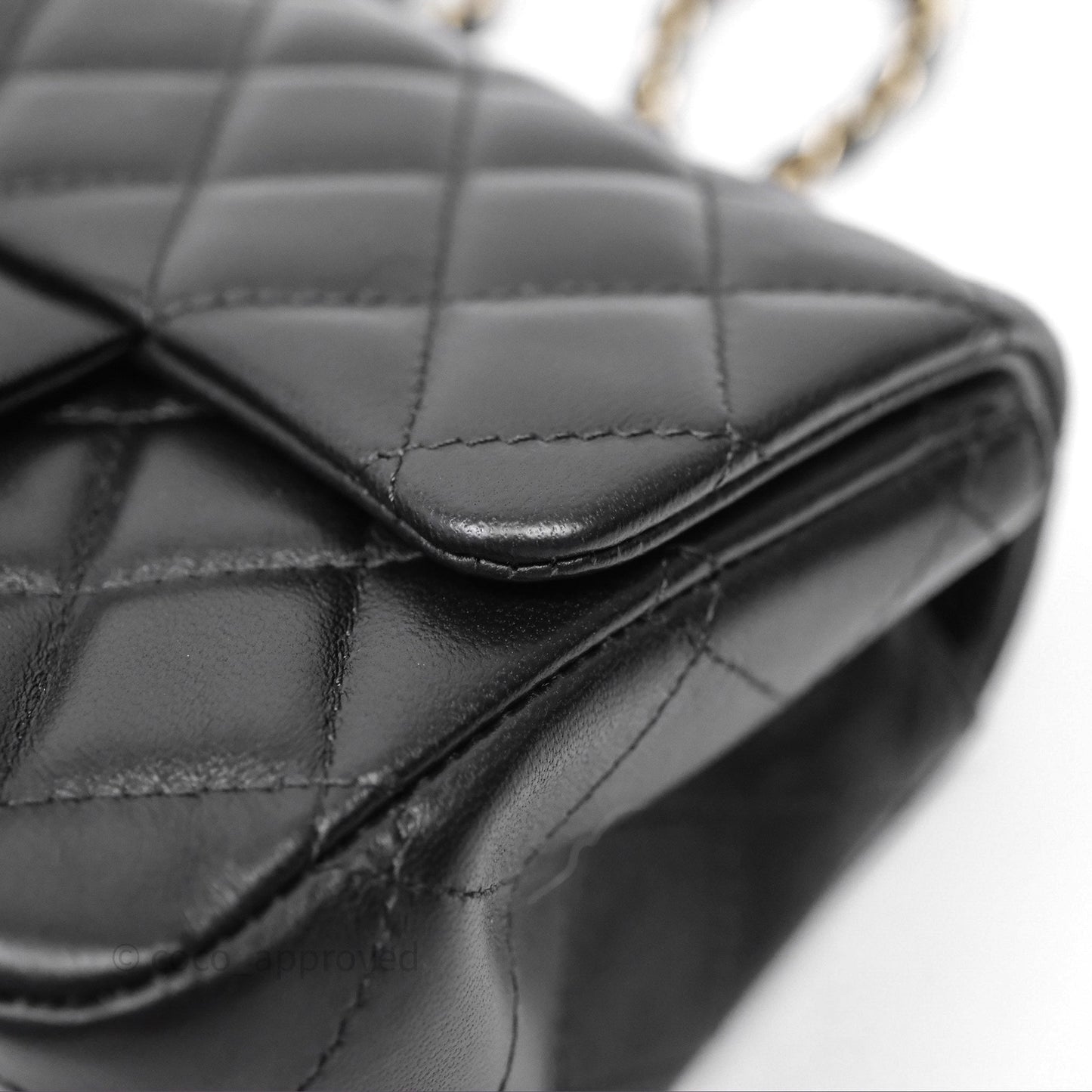 Chanel Mini Square Black Lambskin Gold Hardware