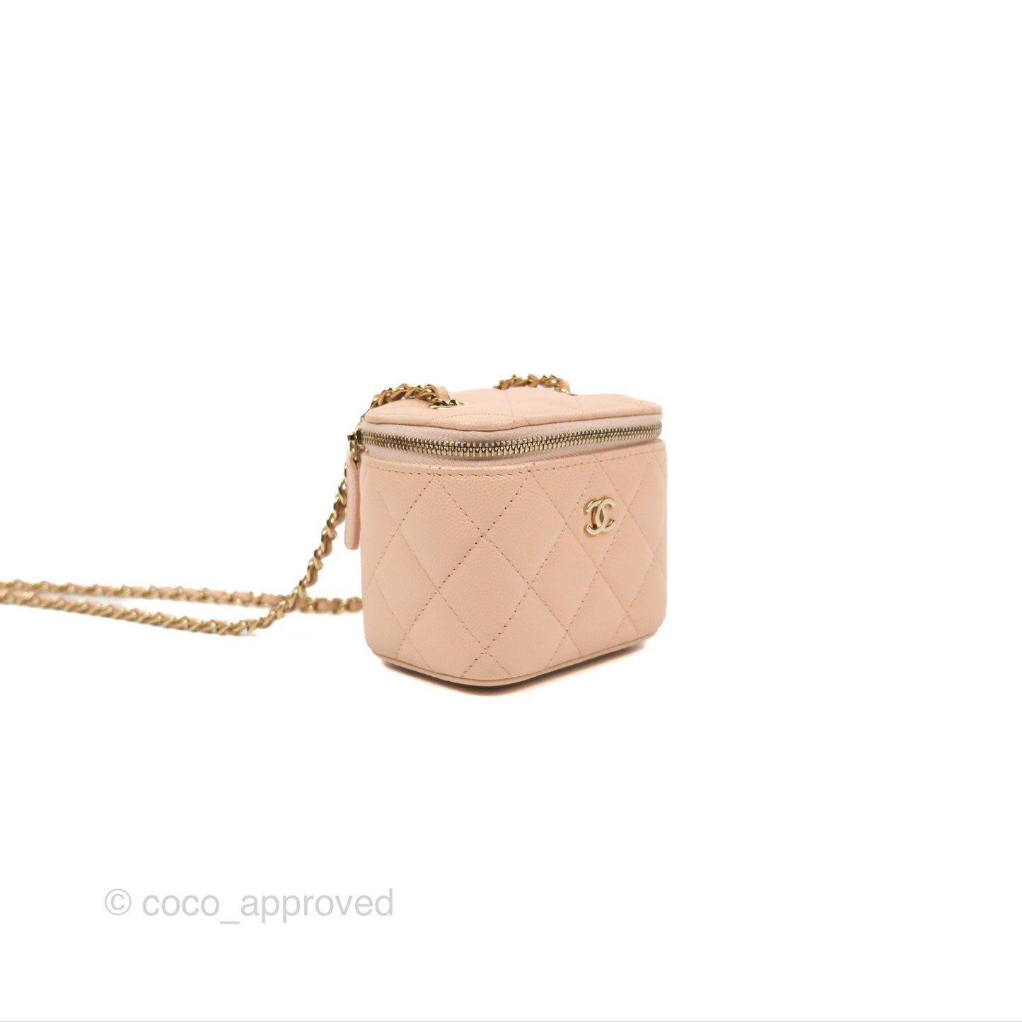 Chanel Mini Vanity With Chain Beige Pink Caviar Gold Hardware