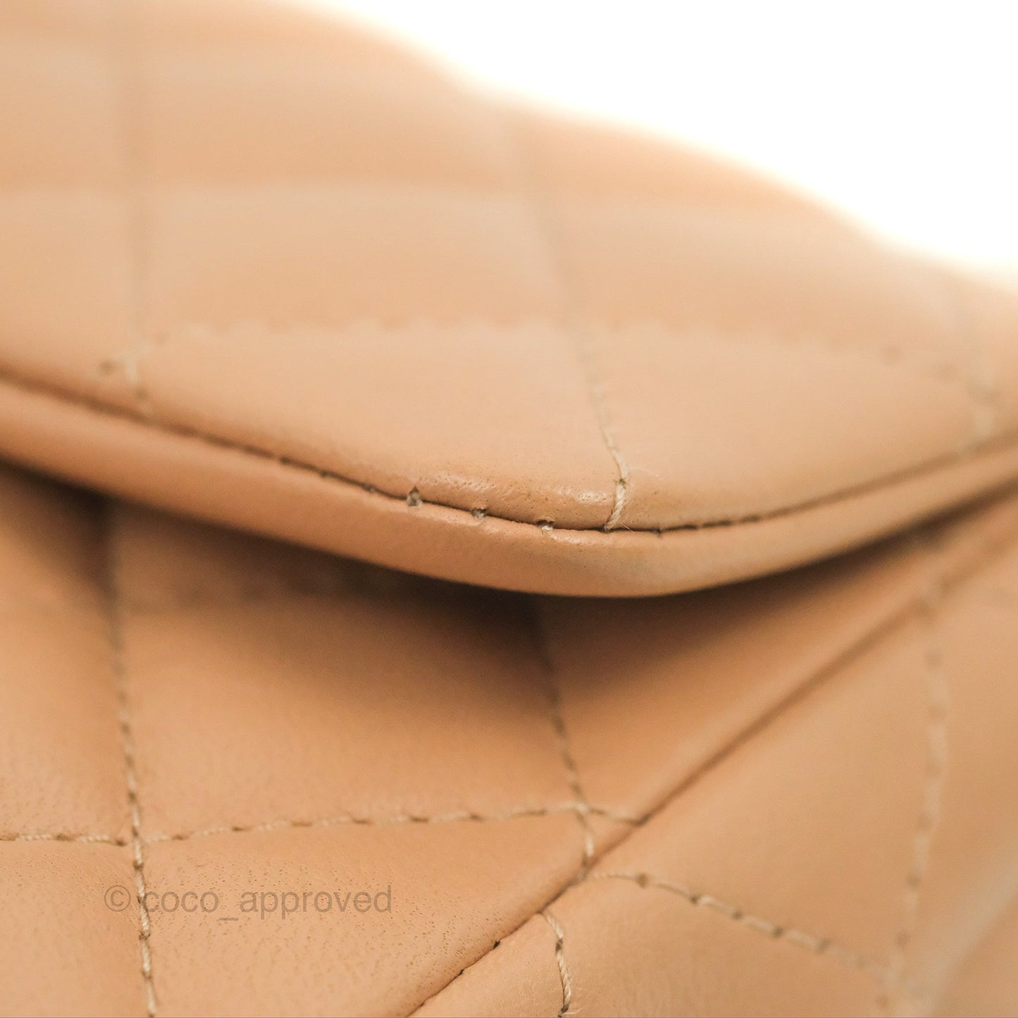 Chanel Quilted Mini Rectangular Flap Beige Lambskin Gold Hardware