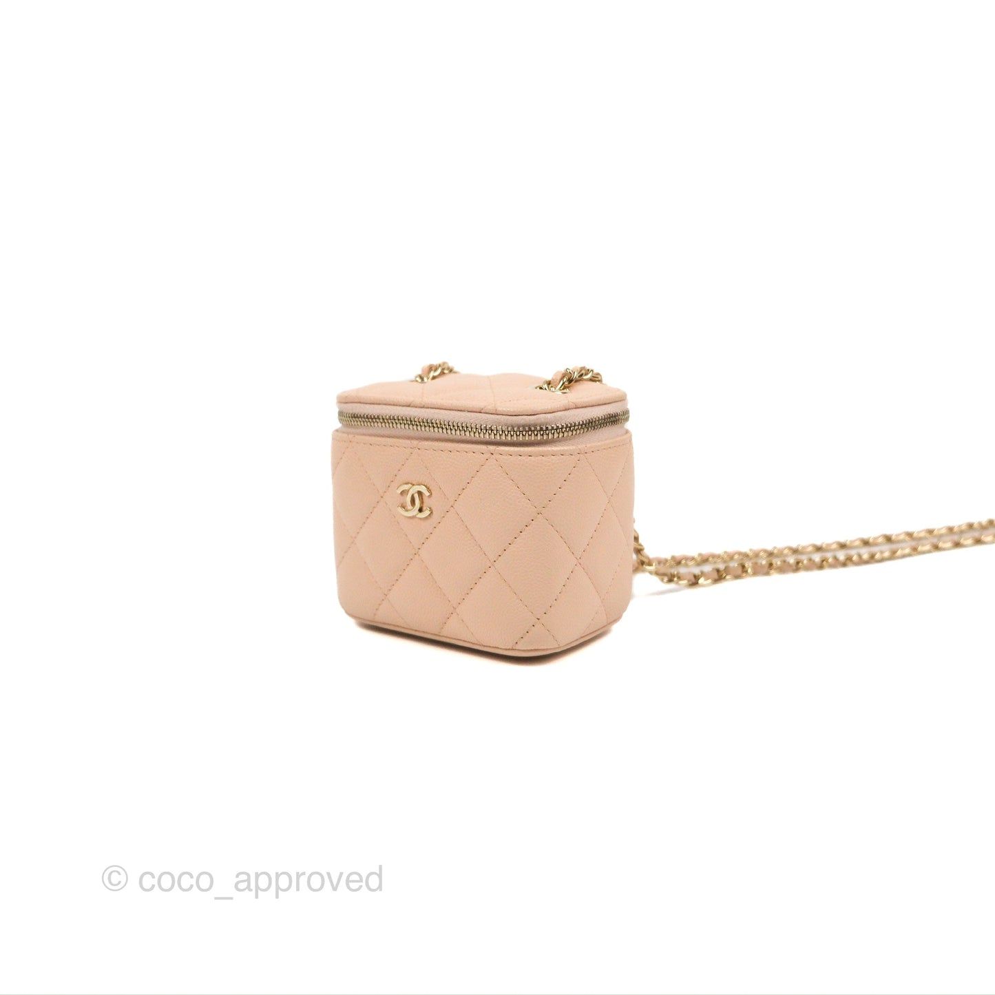 Chanel Mini Vanity With Chain Beige Pink Caviar Gold Hardware