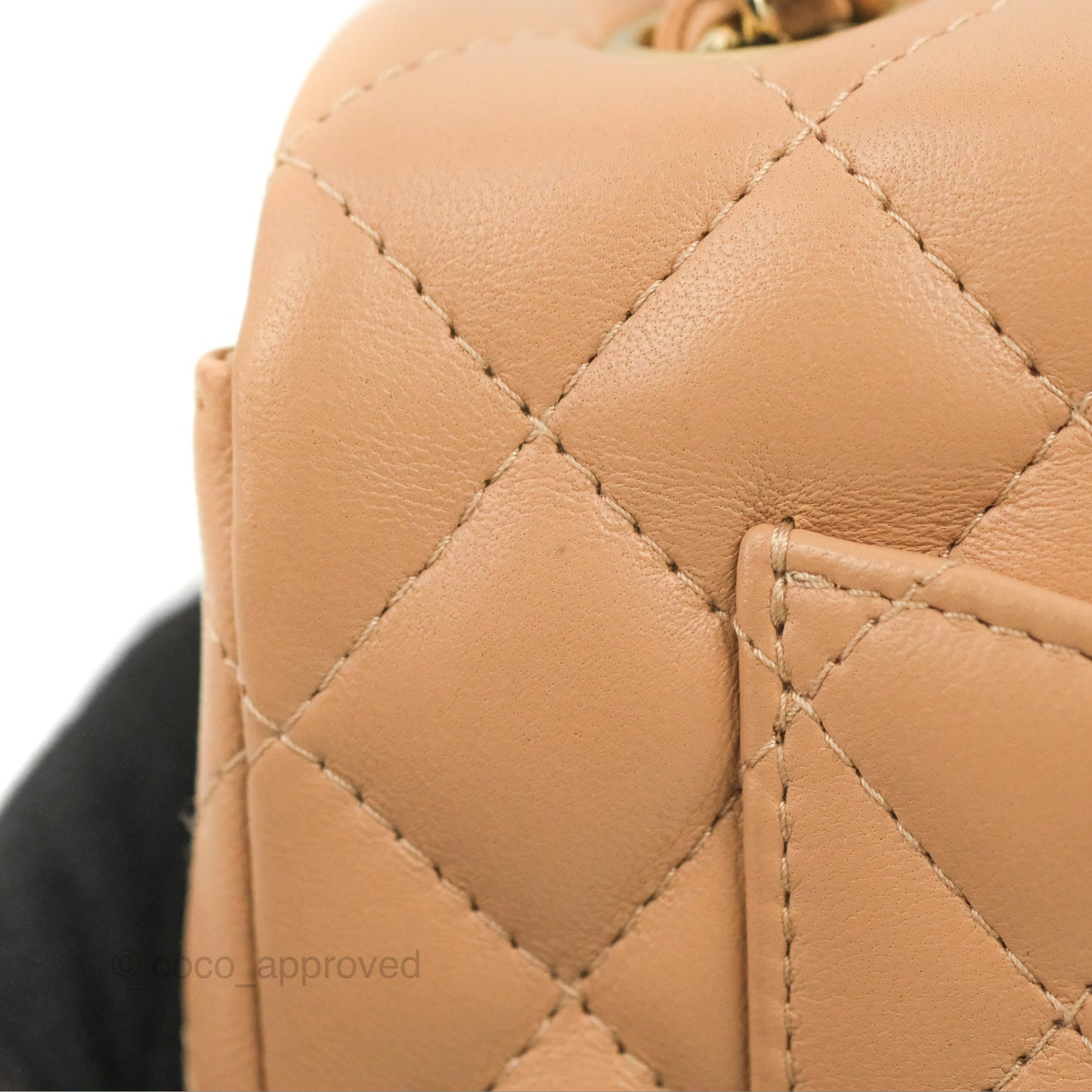 Chanel Quilted Mini Rectangular Flap Beige Lambskin Gold Hardware