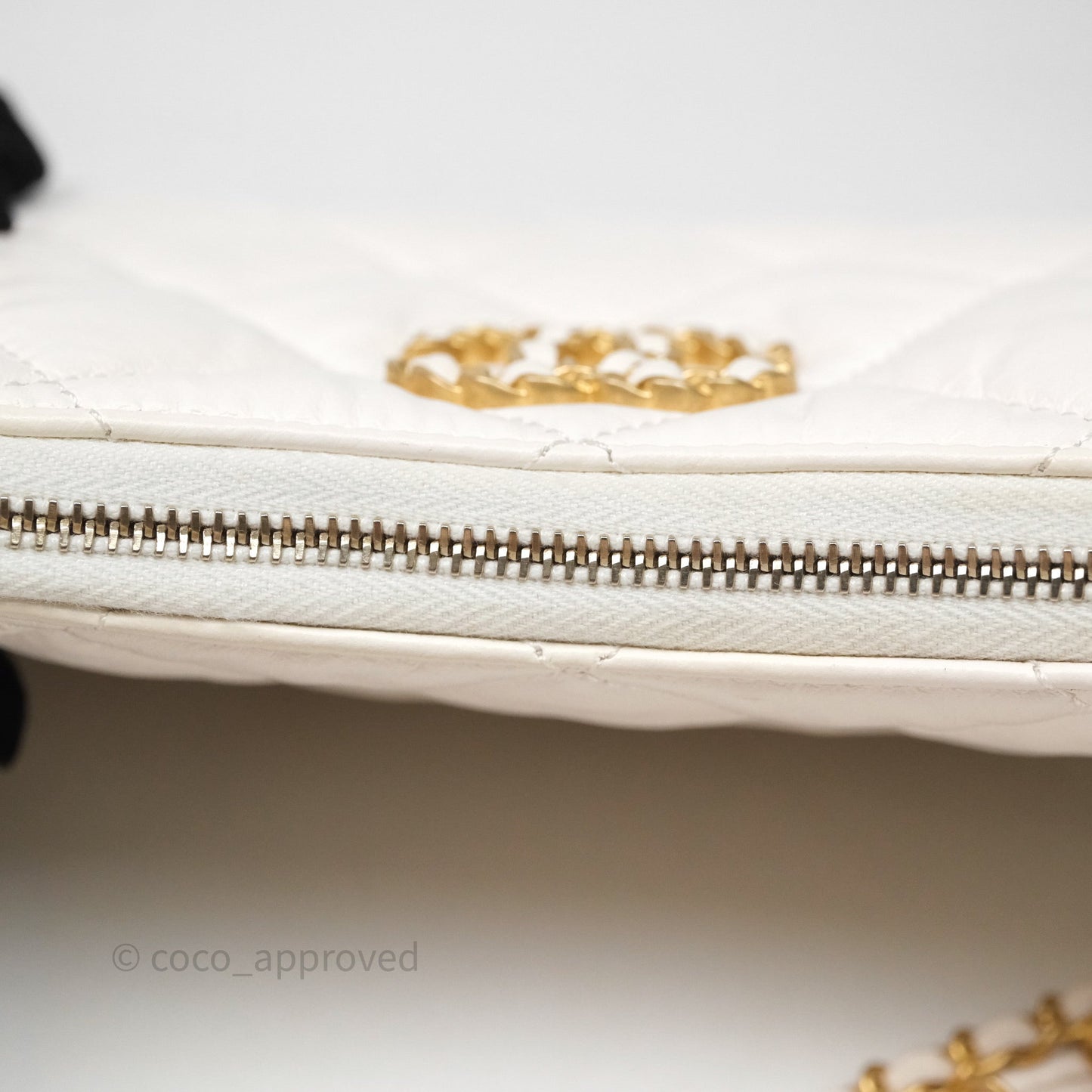 Chanel Hobo Bag White Aged Calfskin Aged Gold Hardware