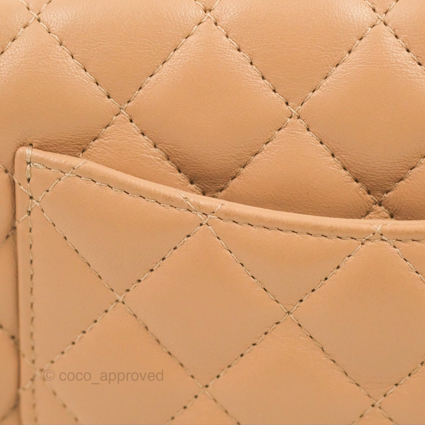 Chanel Quilted Mini Rectangular Flap Beige Lambskin Gold Hardware