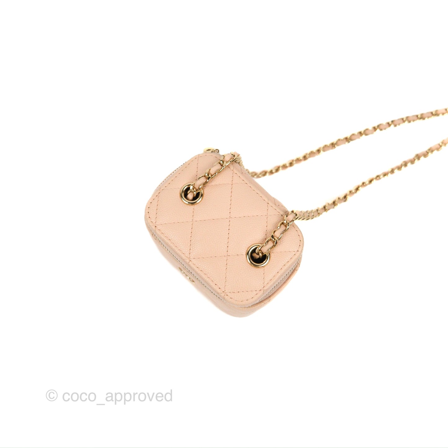 Chanel Mini Vanity With Chain Beige Pink Caviar Gold Hardware