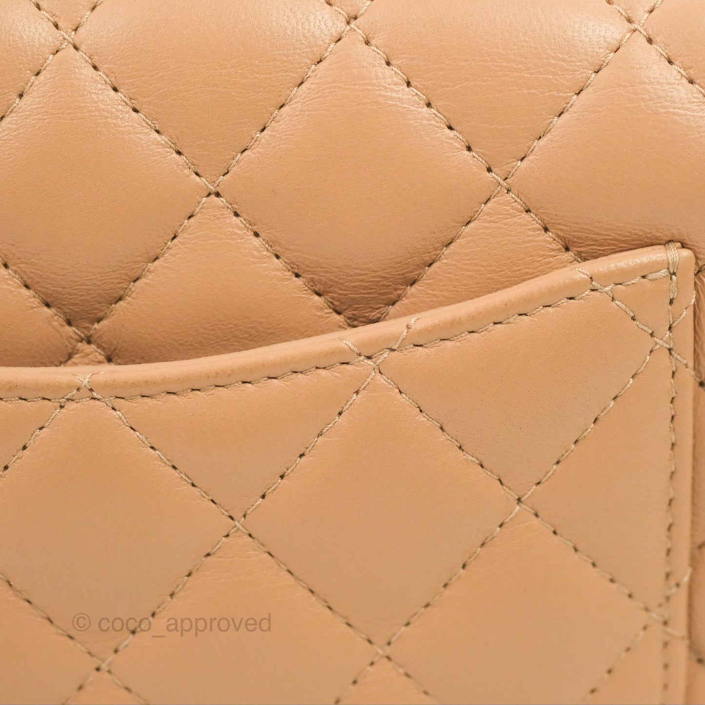 Chanel Quilted Mini Rectangular Flap Beige Lambskin Gold Hardware
