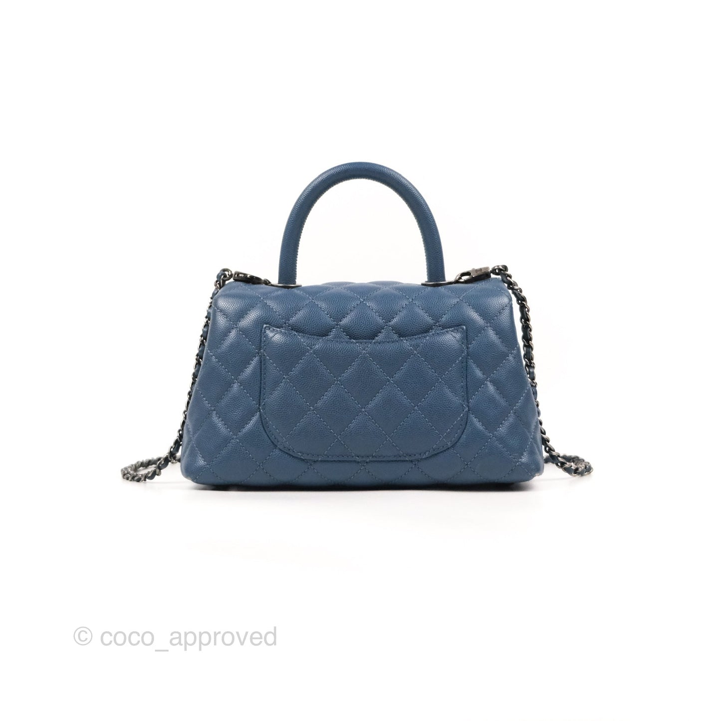 Chanel Small Coco Handle Dark Blue Caviar Ruthenium Hardware