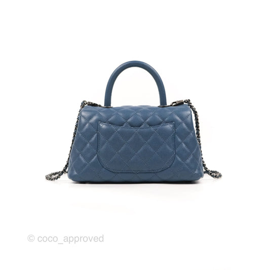 Chanel Small Coco Handle Dark Blue Caviar Ruthenium Hardware