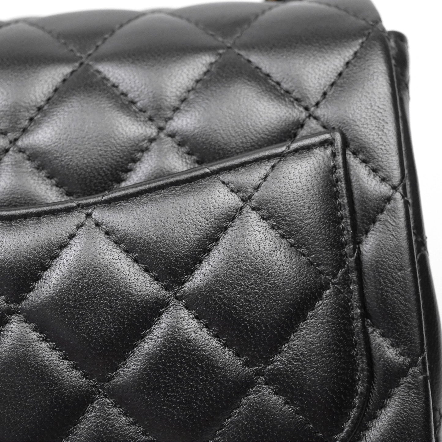 Chanel Mini Square Black Lambskin Gold Hardware