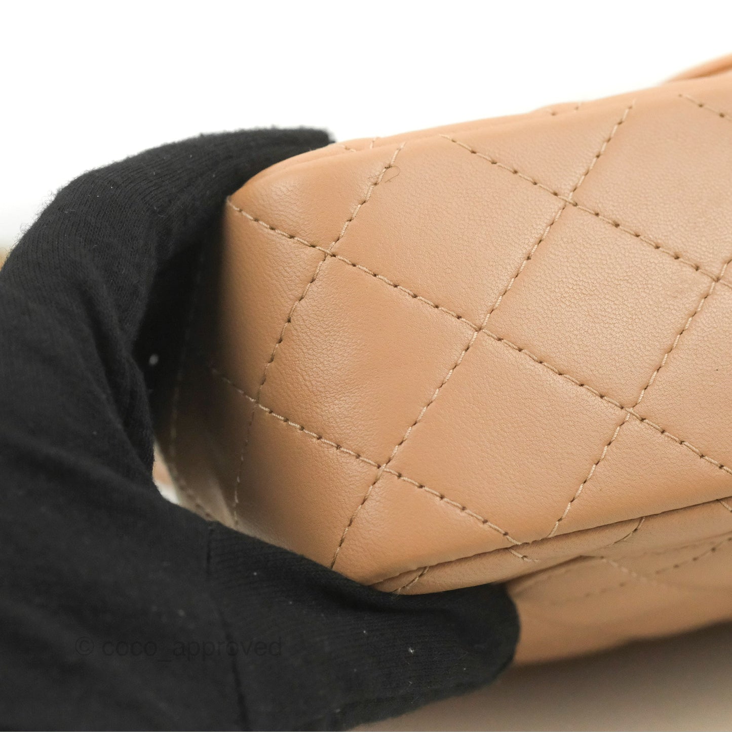 Chanel Quilted Mini Rectangular Flap Beige Lambskin Gold Hardware