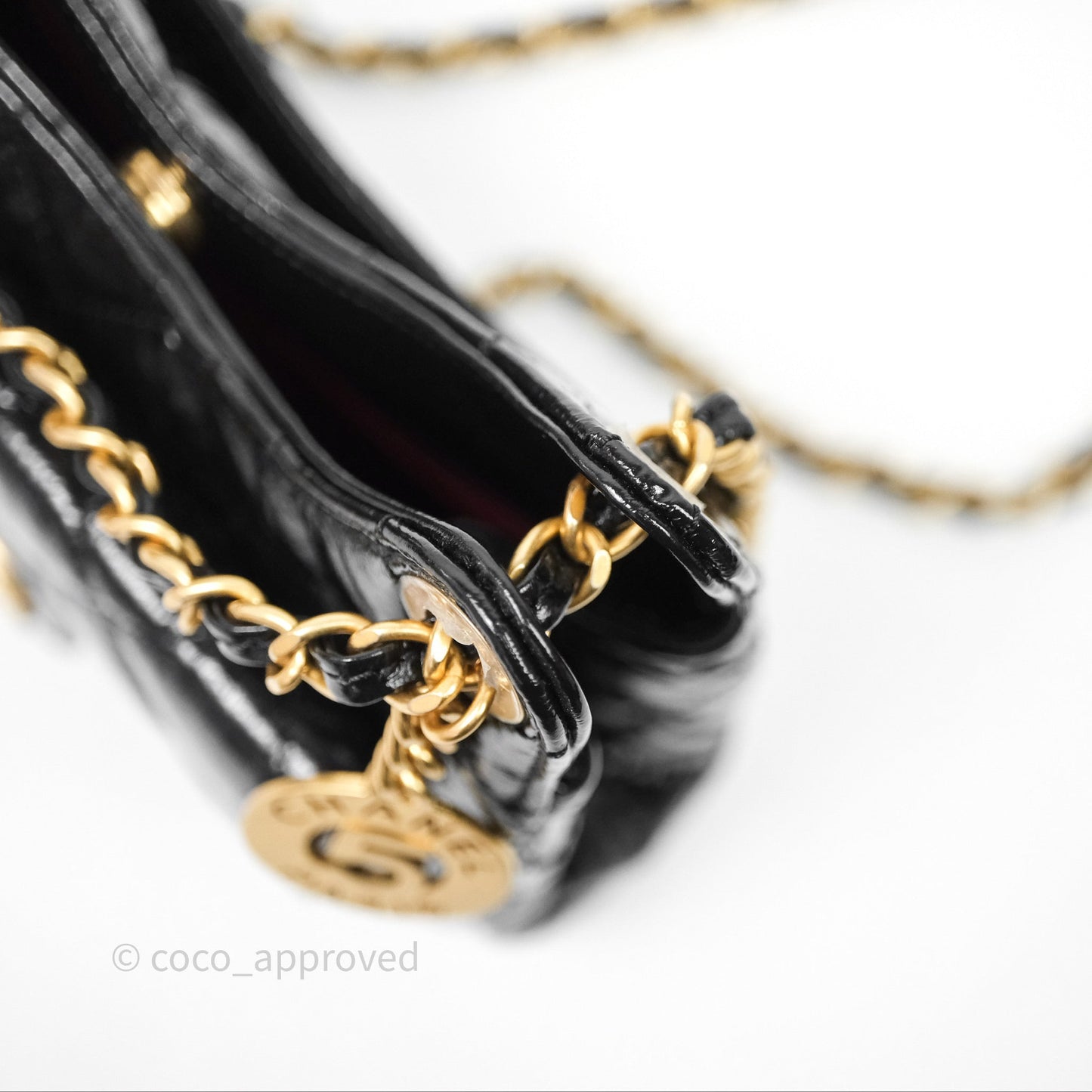Chanel Small Wavy CC Hobo Black Shiny Crumpled Calfskin Aged Gold Hardware