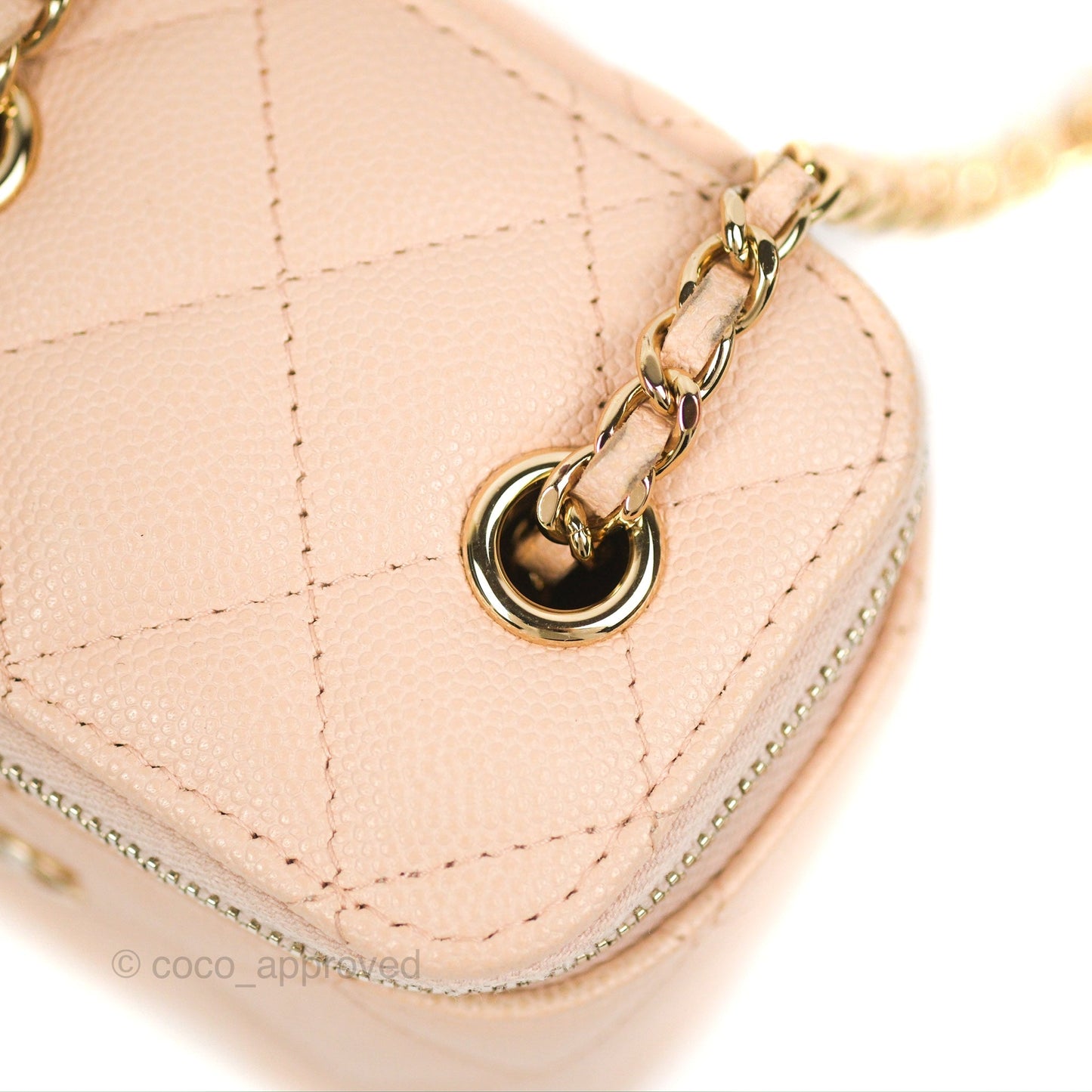 Chanel Mini Vanity With Chain Beige Pink Caviar Gold Hardware