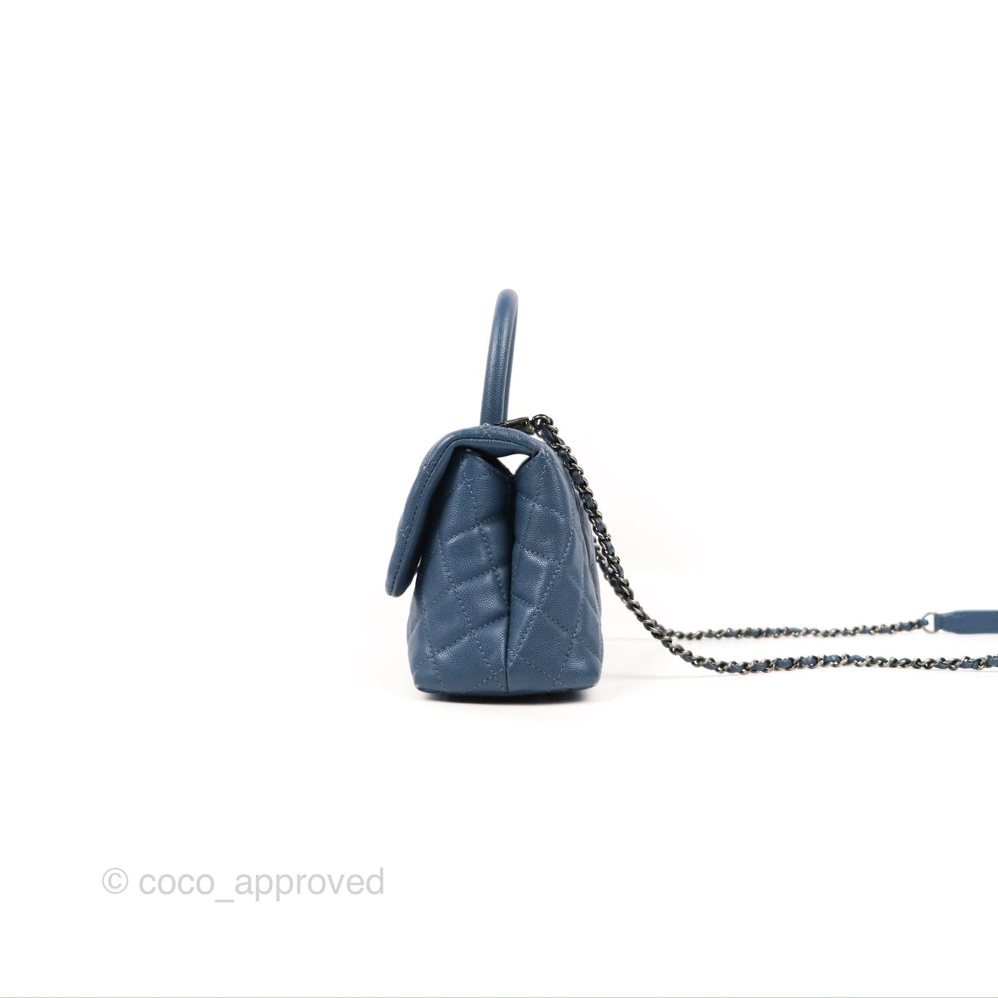 Chanel Small Coco Handle Dark Blue Caviar Ruthenium Hardware