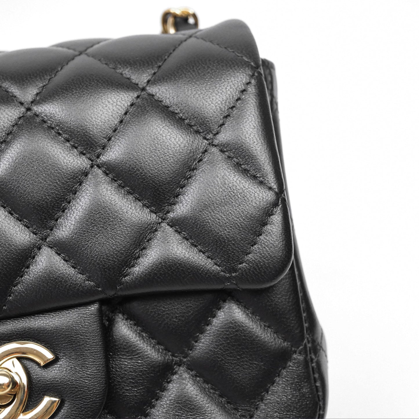 Chanel Mini Square Black Lambskin Gold Hardware