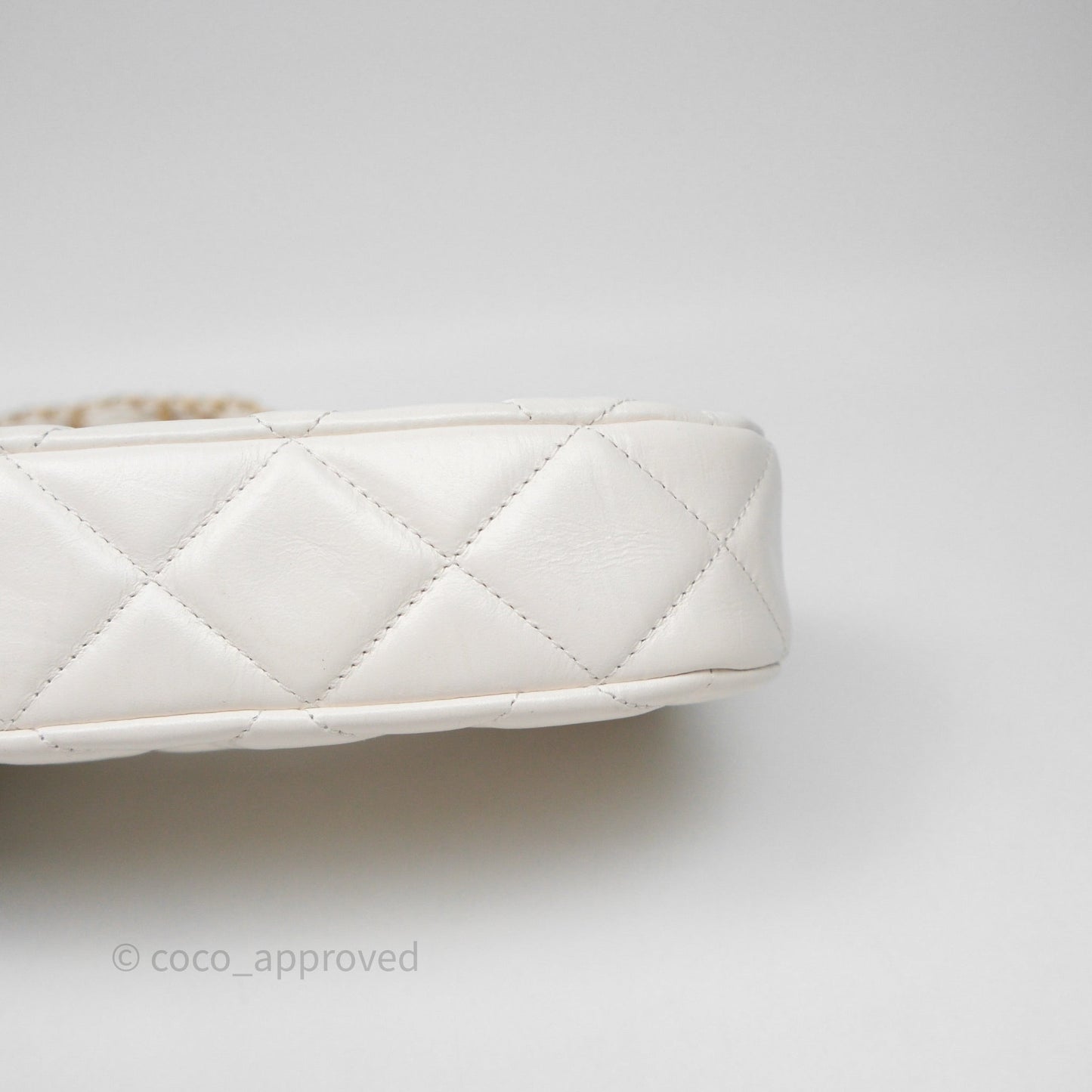 Chanel Hobo Bag White Aged Calfskin Aged Gold Hardware