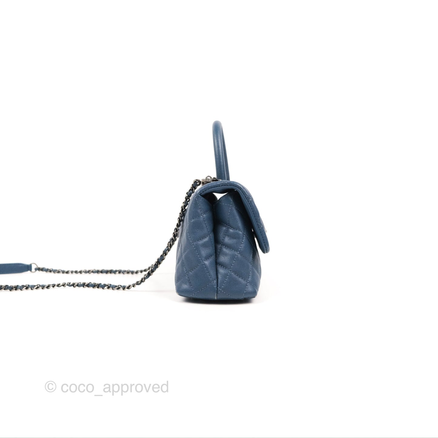 Chanel Small Coco Handle Dark Blue Caviar Ruthenium Hardware