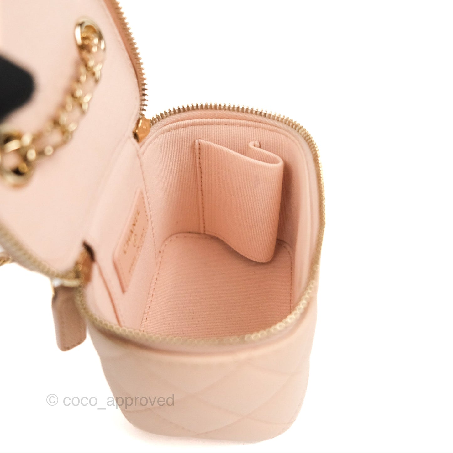 Chanel Mini Vanity With Chain Beige Pink Caviar Gold Hardware