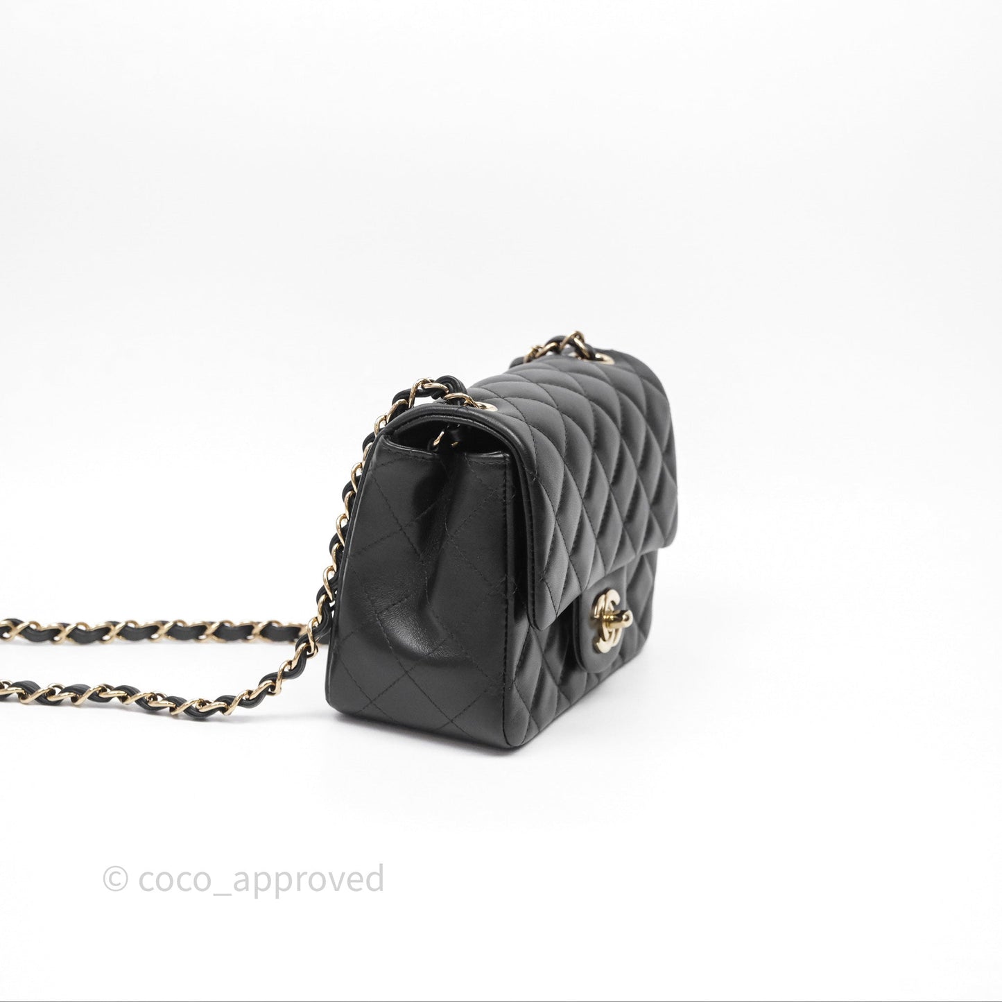 Chanel Mini Square Black Lambskin Gold Hardware