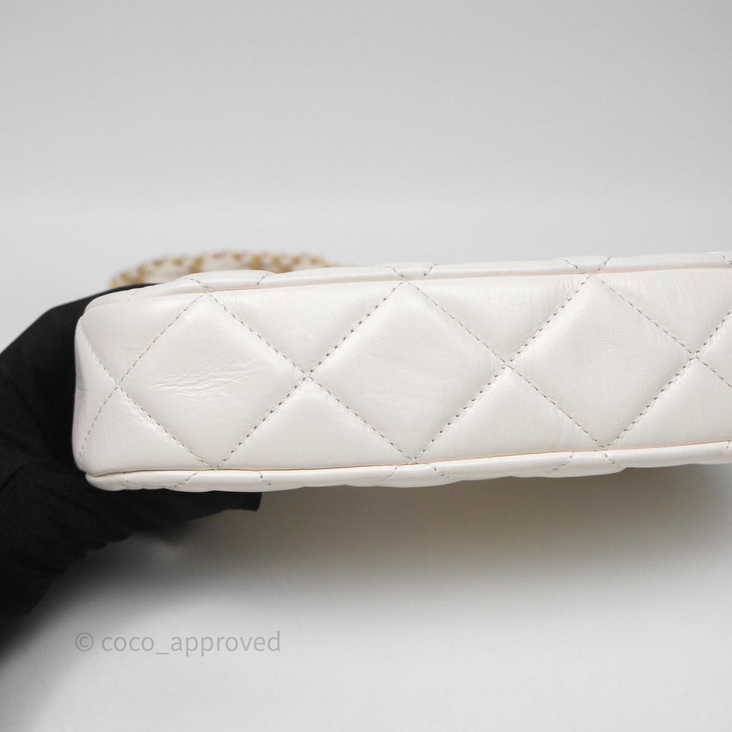 Chanel Hobo Bag White Aged Calfskin Aged Gold Hardware