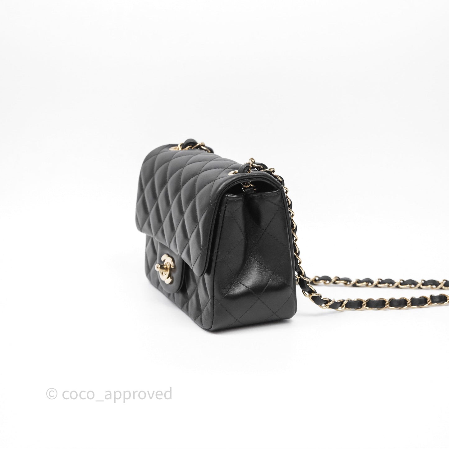Chanel Mini Square Black Lambskin Gold Hardware