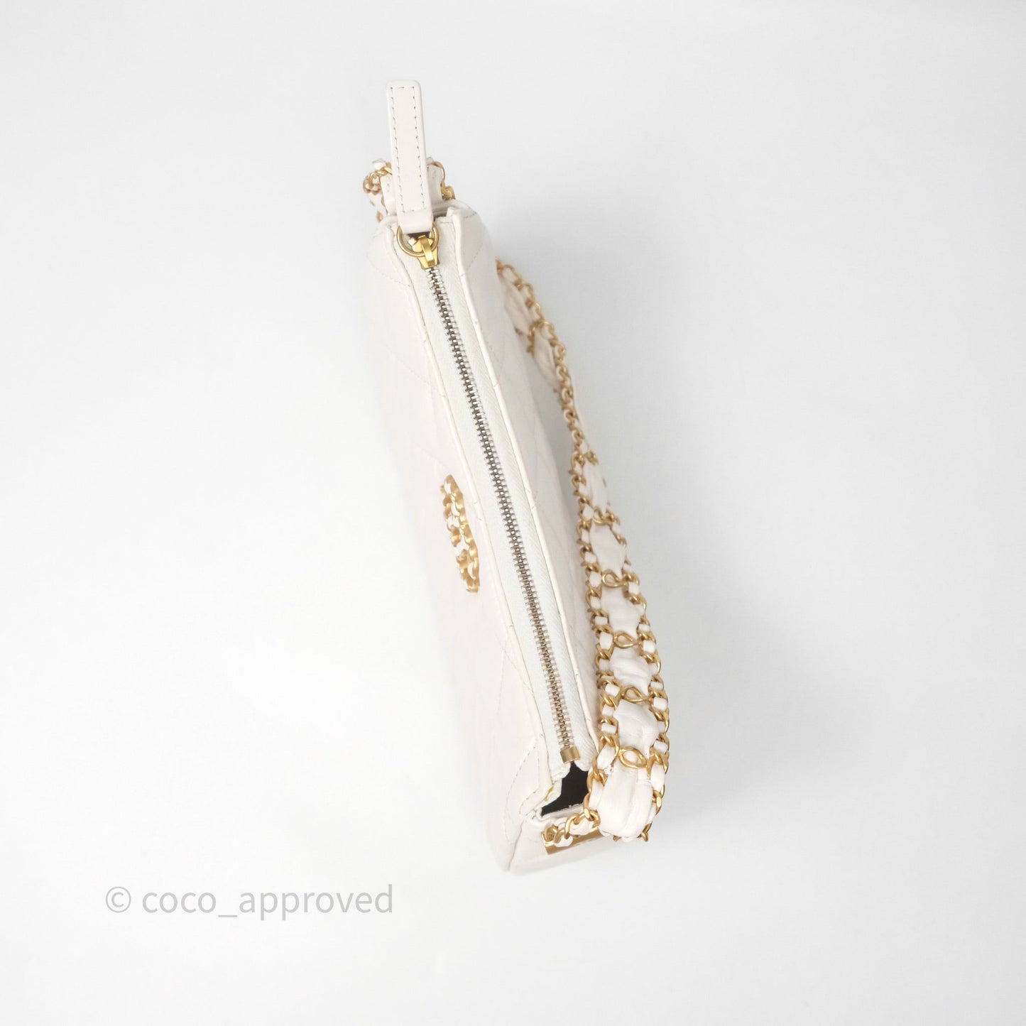 Chanel Hobo Bag White Aged Calfskin Aged Gold Hardware