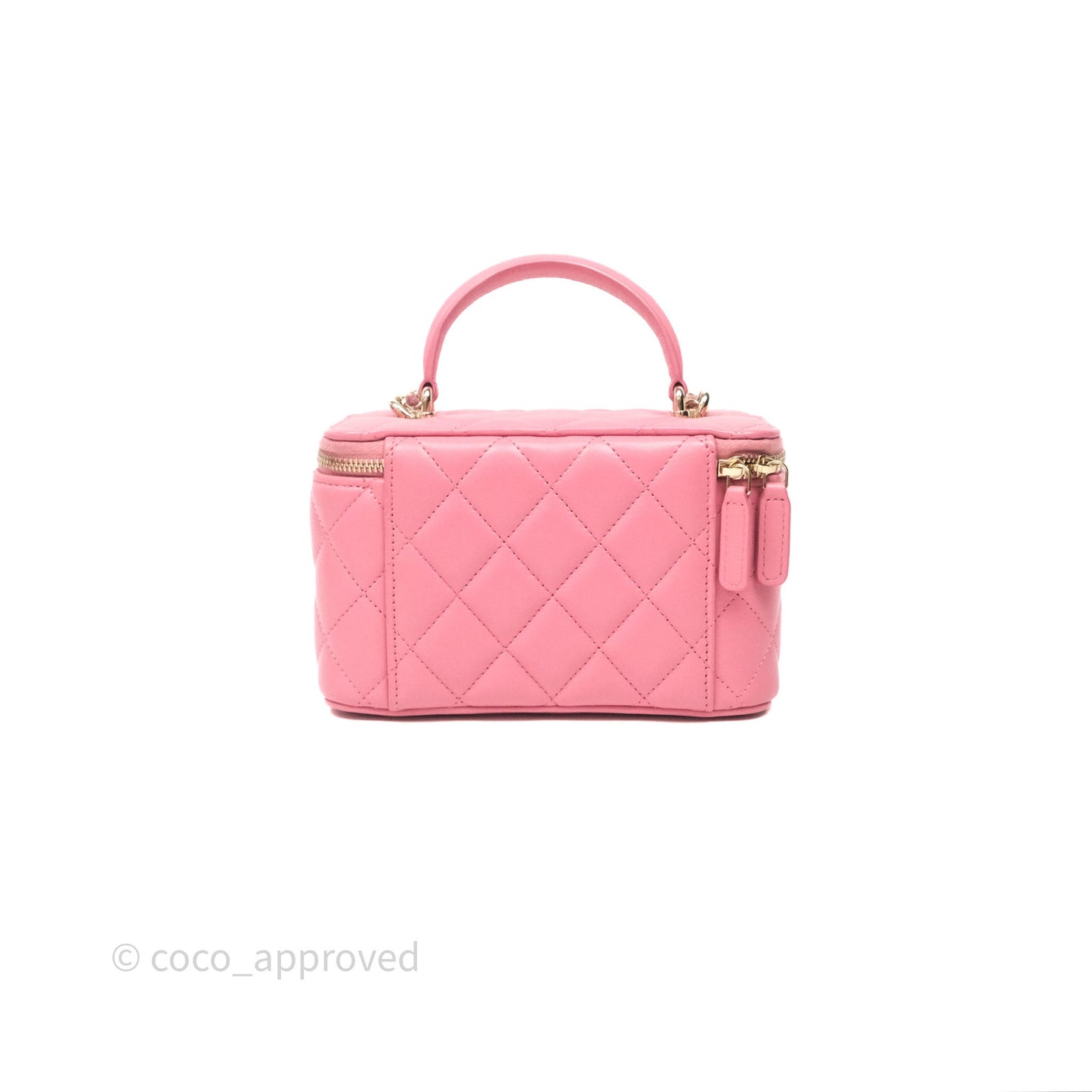 Chanel Vanity Rectangular Top Handle Pink Lambskin Gold Hardware