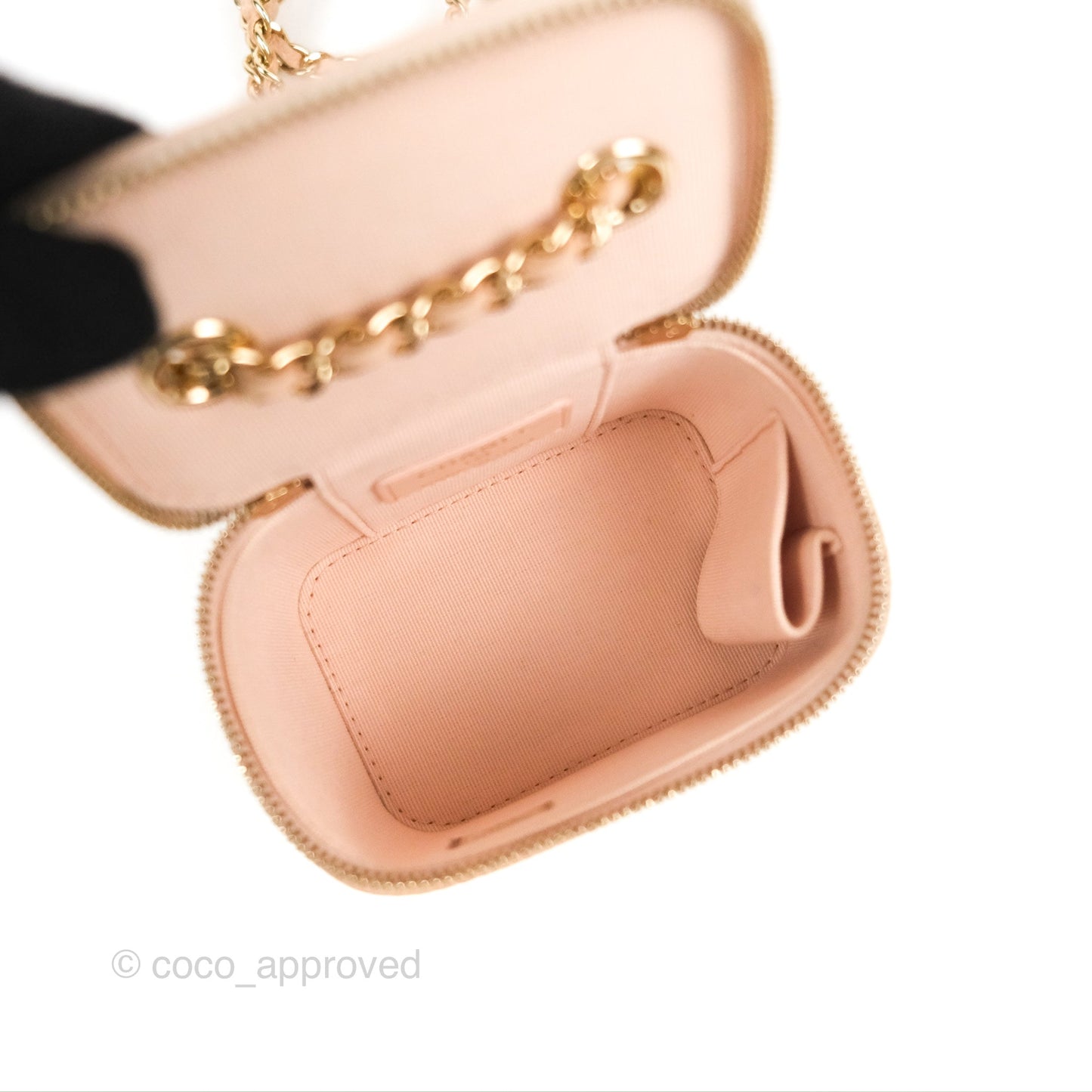 Chanel Mini Vanity With Chain Beige Pink Caviar Gold Hardware