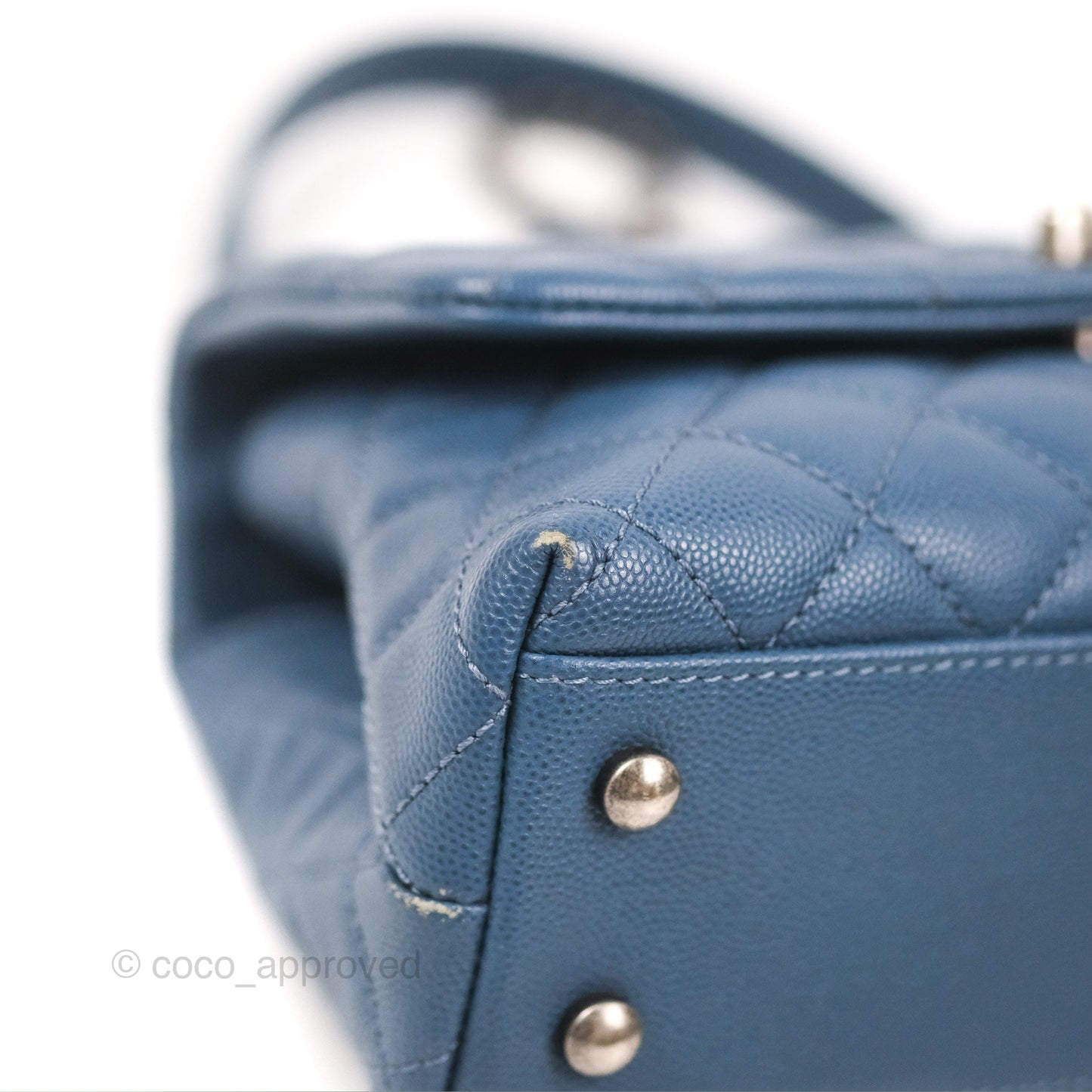 Chanel Small Coco Handle Dark Blue Caviar Ruthenium Hardware