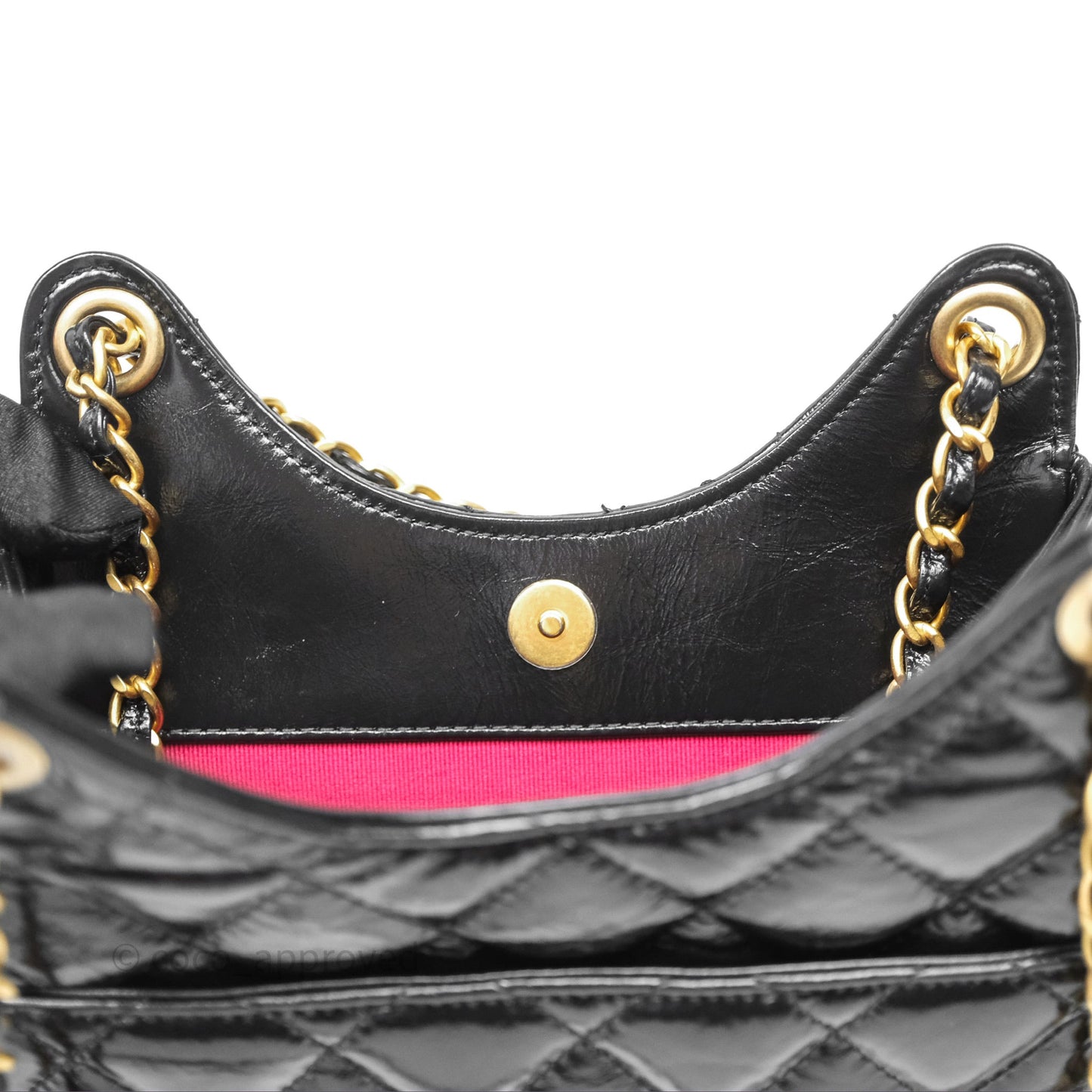 Chanel Small Wavy CC Hobo Black Shiny Crumpled Calfskin Aged Gold Hardware