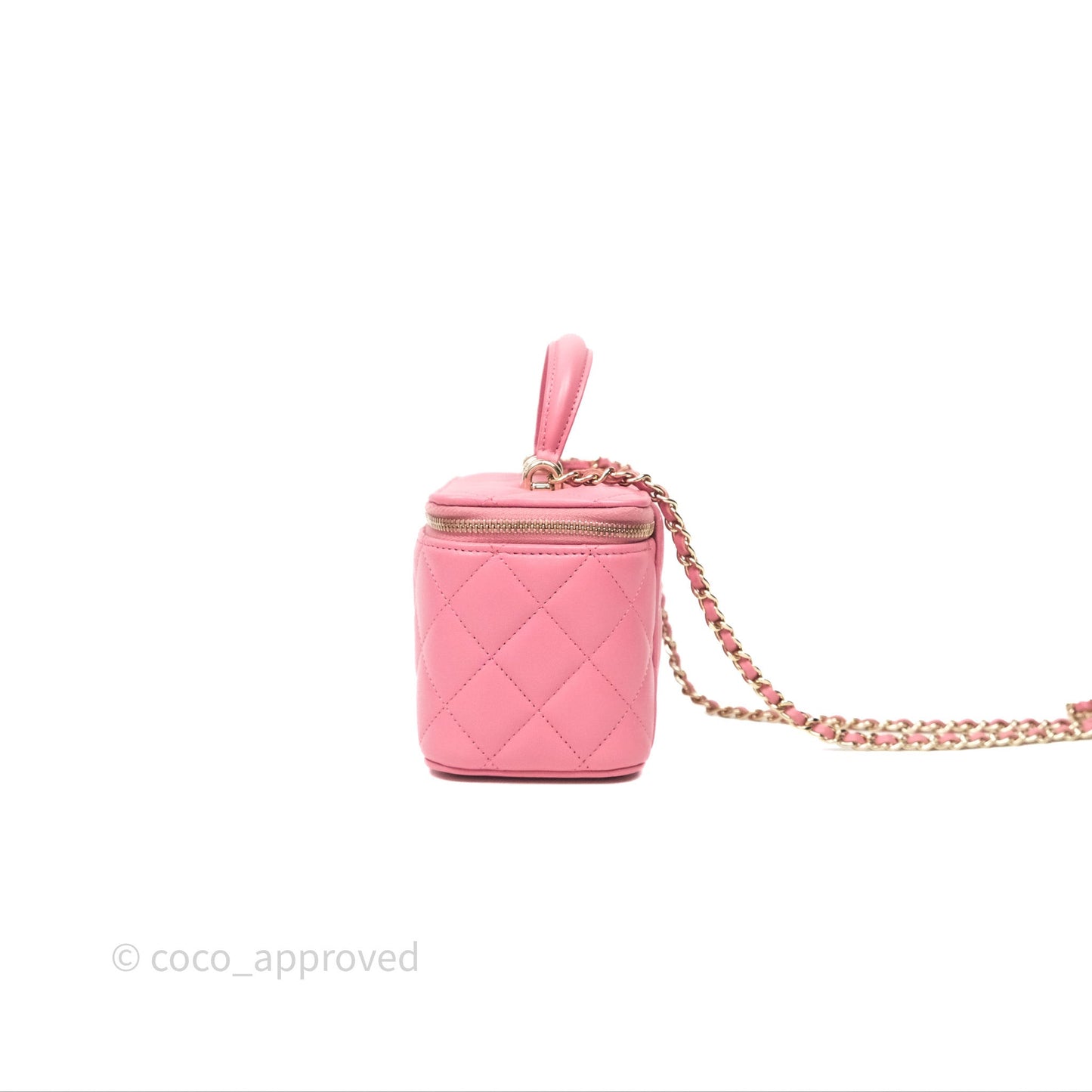 Chanel Vanity Rectangular Top Handle Pink Lambskin Gold Hardware