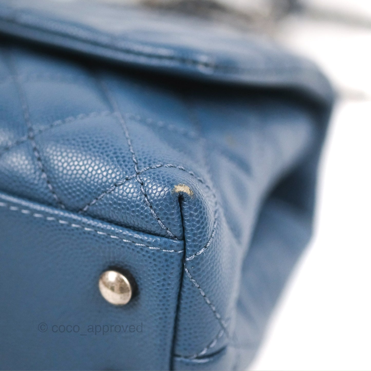Chanel Small Coco Handle Dark Blue Caviar Ruthenium Hardware